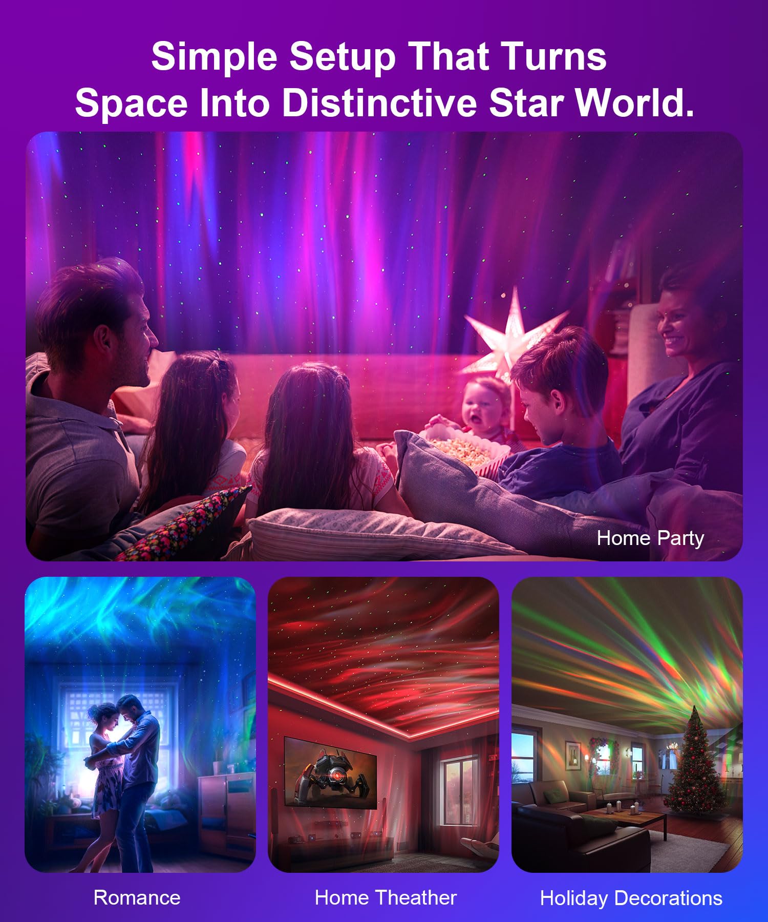 Vanxin Northern Lights Aurora Star Projector - Galaxy Light With 360 Adjustable Led Starry Night Light For Kids & Adults, Aesthetic Decor,  (White)
