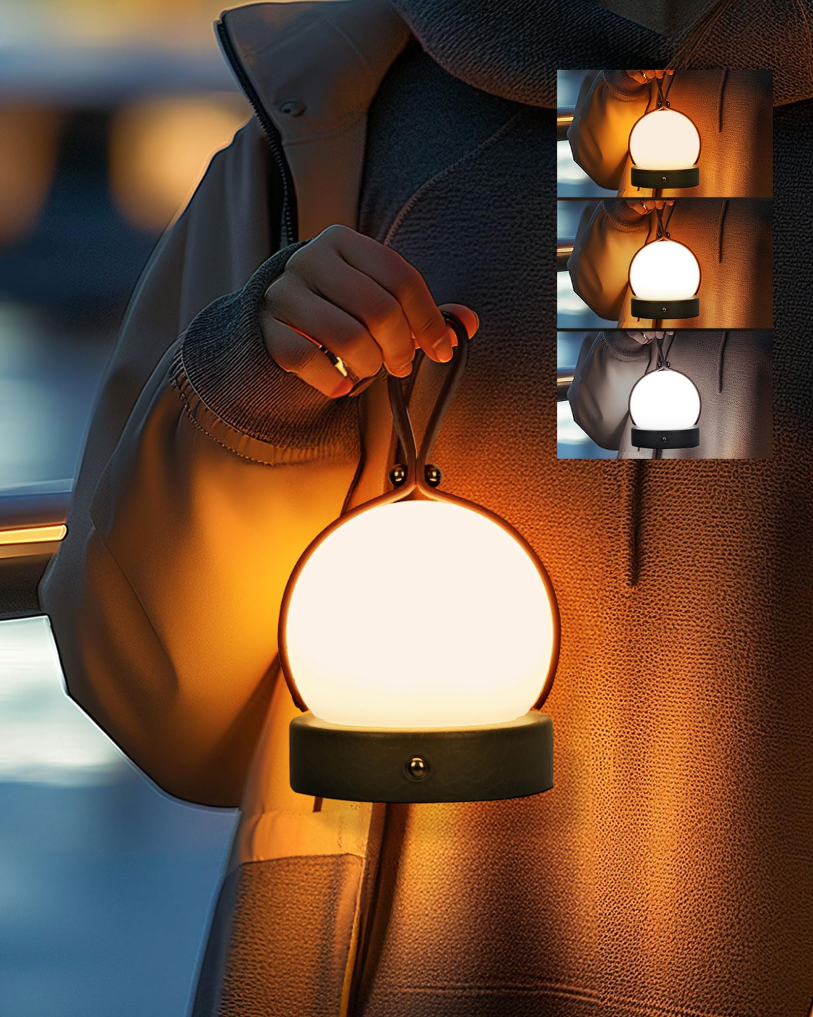 Faithorse Portable Touch Night Light For Bedroom - Rechargeable Cordless Lamp With 3 Color Modes, Dimmable Led Table Lamp For Kids, Camping, Nursery(Grey)
