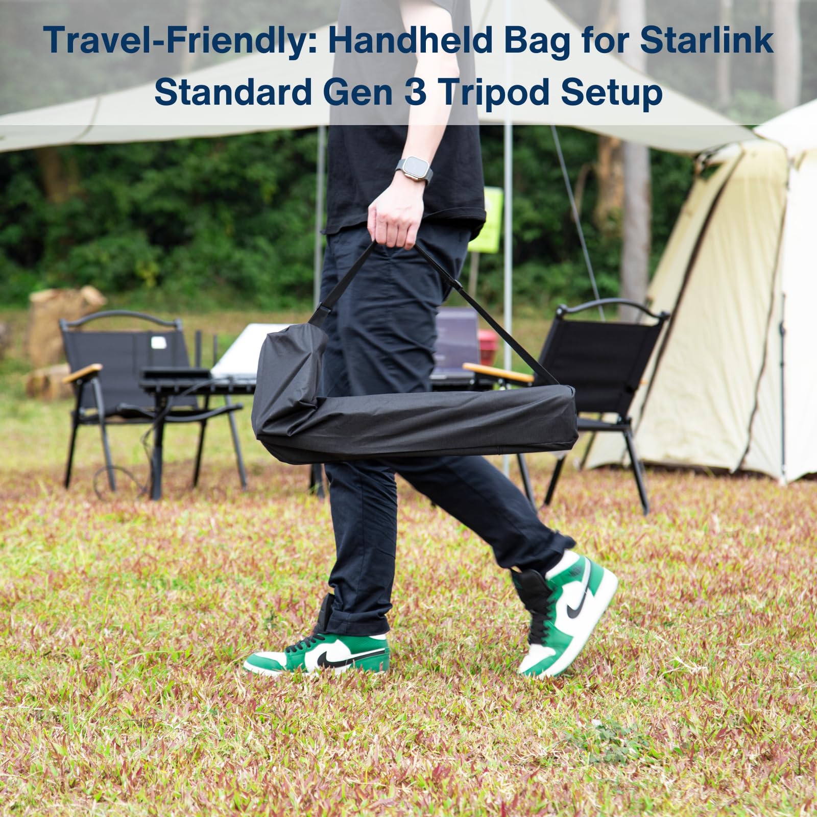 Steinwhale Adjustable Tripod Stand For Starlink Standard Gen 3, Stainless Steel With Aluminum Pipe Adapter, 80-110Cm Extendable Height, Easy Installation, Includes Carrying Bag
