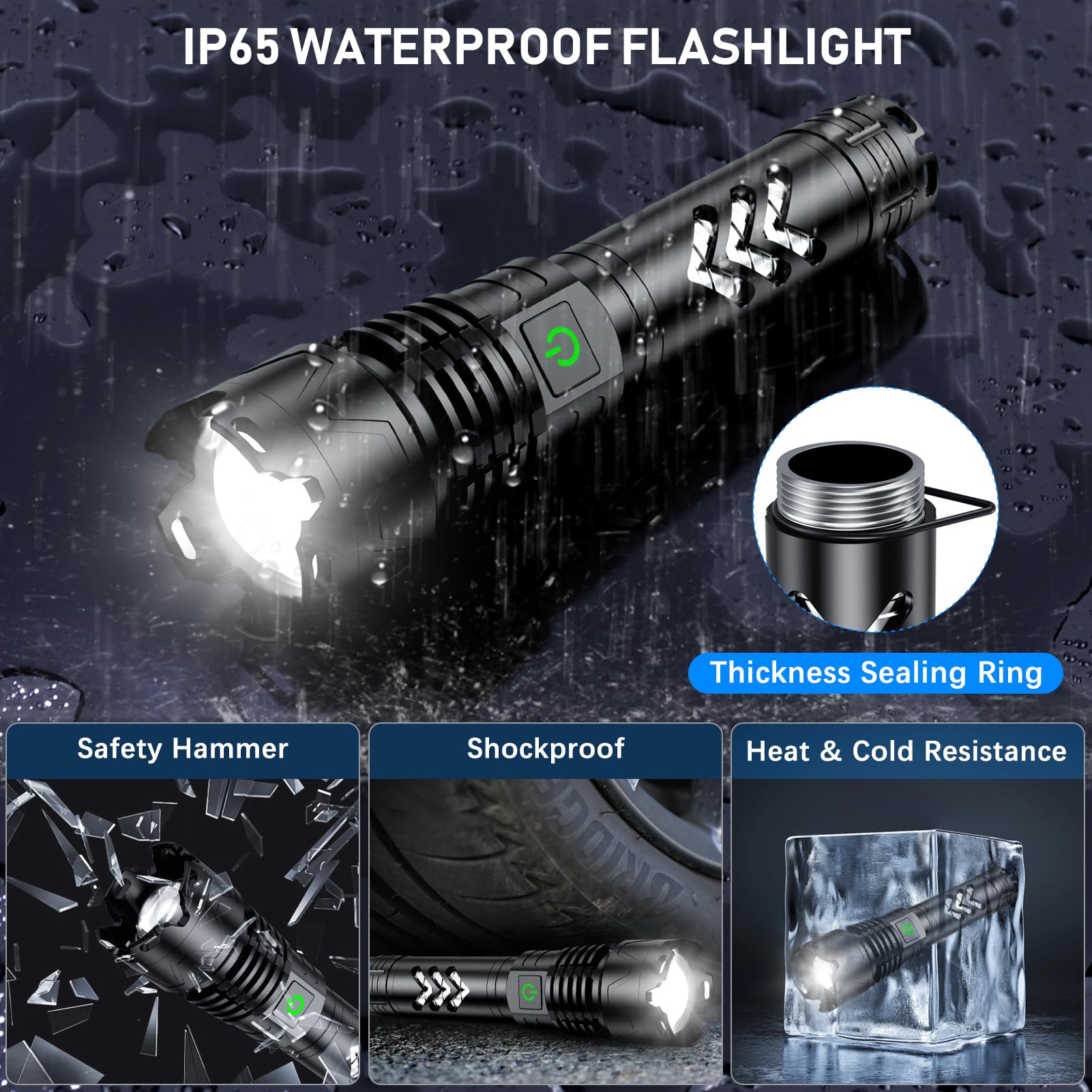 Alifa Flashlights High Lumens Rechargeable, 990000 Lumens Super Bright Flashlight, 5 Modes Led Powerful Flashlight, Ip65Waterproof, Versatile Utility Flashlight For Emergencies, Hiking, Camping