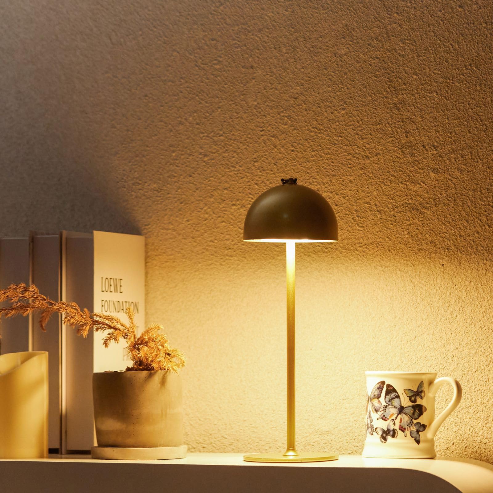 Sevenment Cordless Table Lamp,8-75 Hours Battery Powered Lights,2-Pack Gold Rechargeable Lamp,Waterproof,Magnetic,Stepless Dimming,Adjustable Height, For Outdoor,Camping,Living Room,Dinner,Night Light