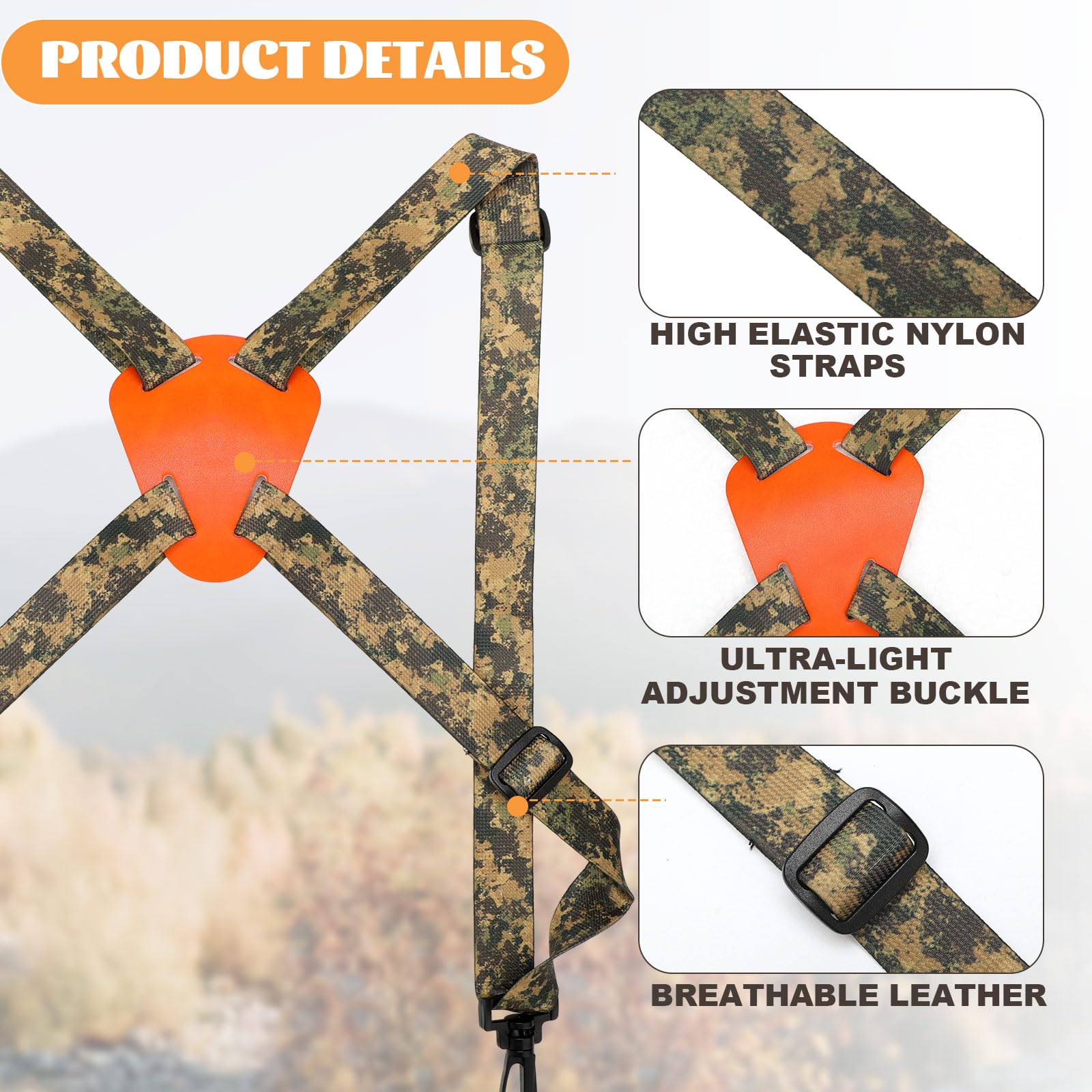 Reallnaive Hunting Binocular Harness - Adjustable X-Shaped Decompression Binocular Chest Strap - Suitable For Hunting, Birding, Hiking, And Rescue Activities