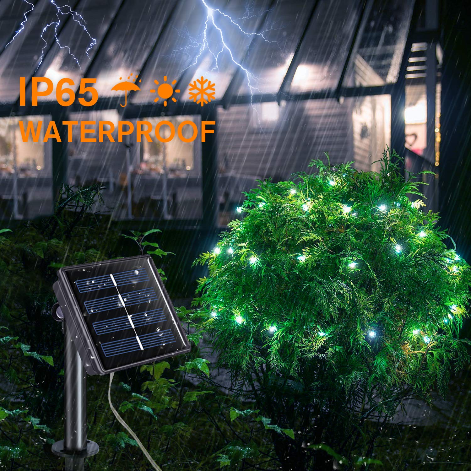 Qitong 2 Pack Pvc Solar Fairy Lights, Each 33Ft 100 Led String Lights Outdoor Waterproof, 8 Modes White Solar Lights
