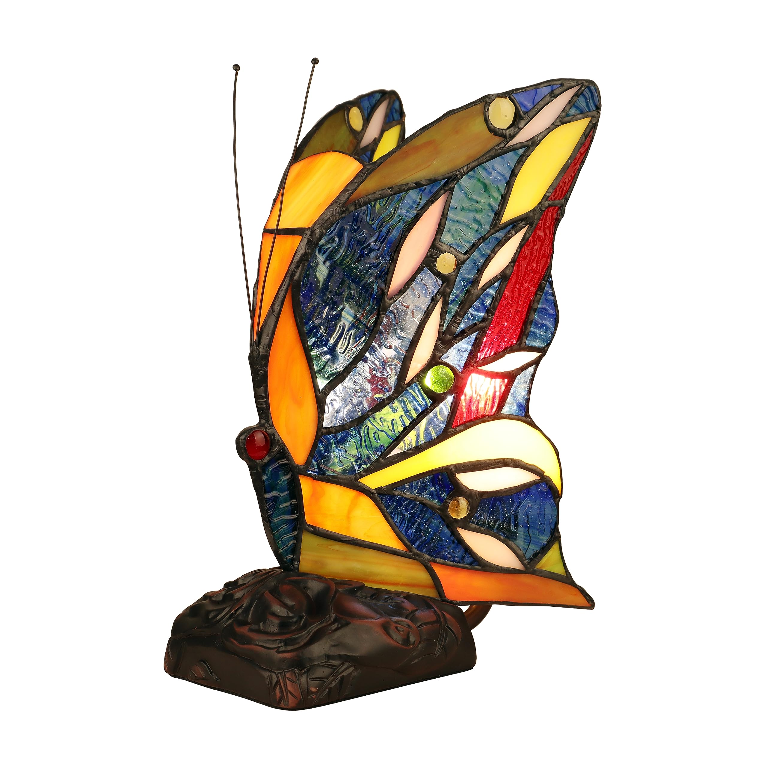Rg Radiance Goods Radiance Goods Tiffany-Style 1 Light Antique Dark Bronze Finish Butterfly Accent Table Lamp 10" Tall