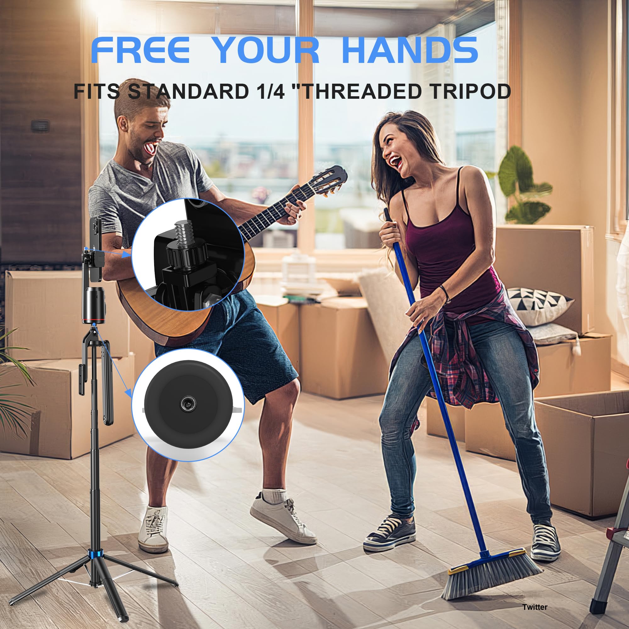 Eug-Products Auto Face Tracking Phone Holder For Phone, Gopro, Compact Camera, 360° Rotation Mount With Remote Compatible With Tripod, Rotating Stand For Iphone For Vlog, Streaming, Video, Facetime, Tik Tok