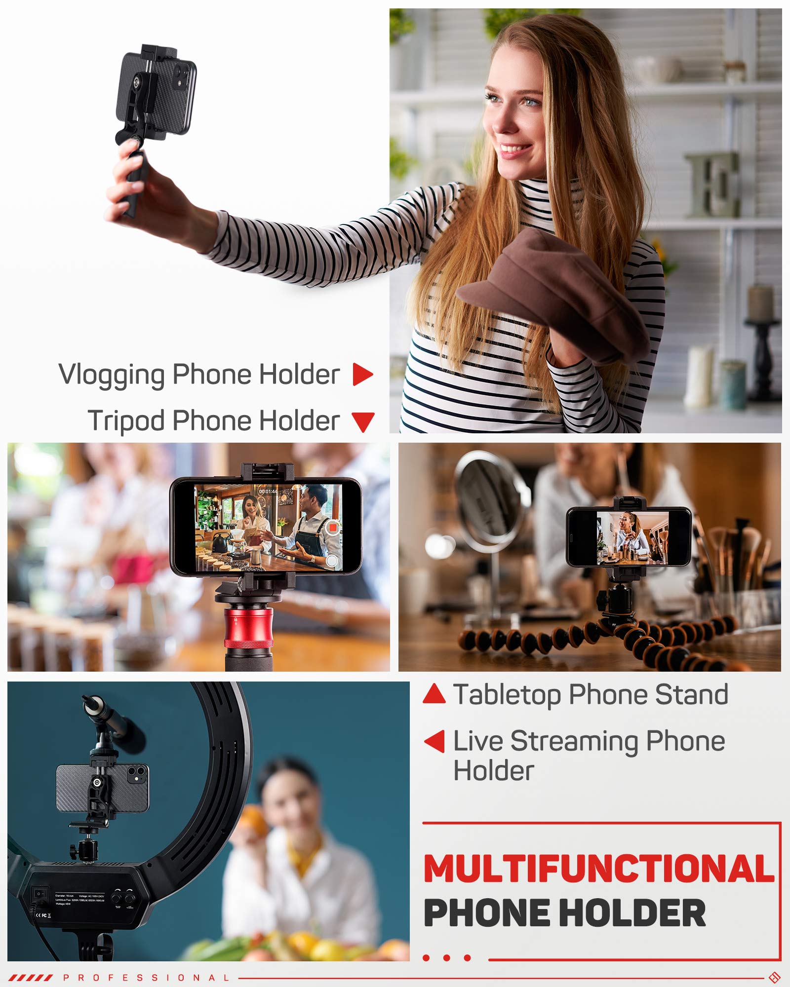 Ifootage Mini Tripod For Camera With Phone Holder&Rgbw Video Light Kit,Small Tripod Max Load Up To 17.64 Lbs, Desktop Tripod Compatible With Sony, Nikon, Canon Dslr Camera, Base-P