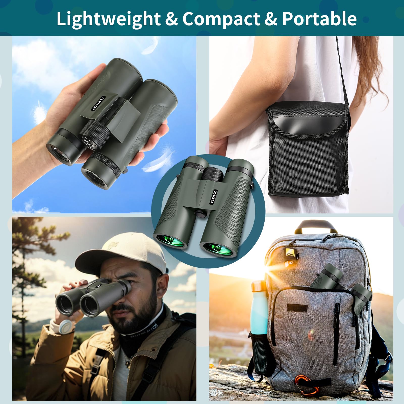 Tlzn Po   Tlzn Op Adjustable 18×50 Hd High-Powered Adult Binoculars With  Phone Adapter And Tripod - Durable, Waterproof - Ideal For Stargazing, Bird Watching, Travel, Hunting