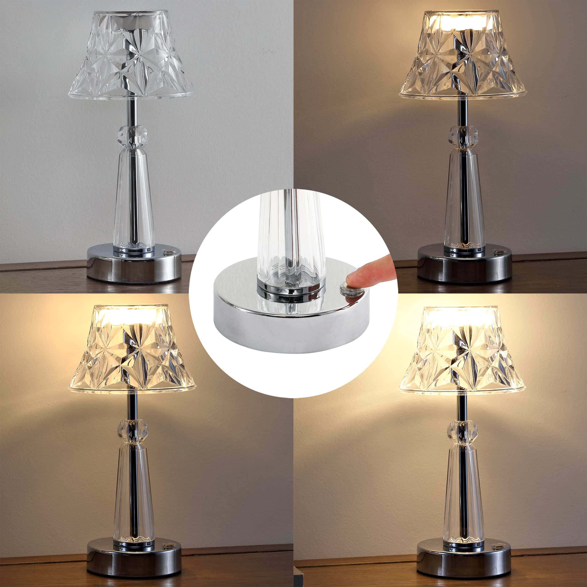 Jonathan Y Jyl7107A Madelyn 11.5" Bohemian Classic Acrylic Rechargeable Integrated Led Table Lamp Contemporary Bedside Desk Nightstand Lamp For Bedroom Living Room Office, Clear/Chrome
