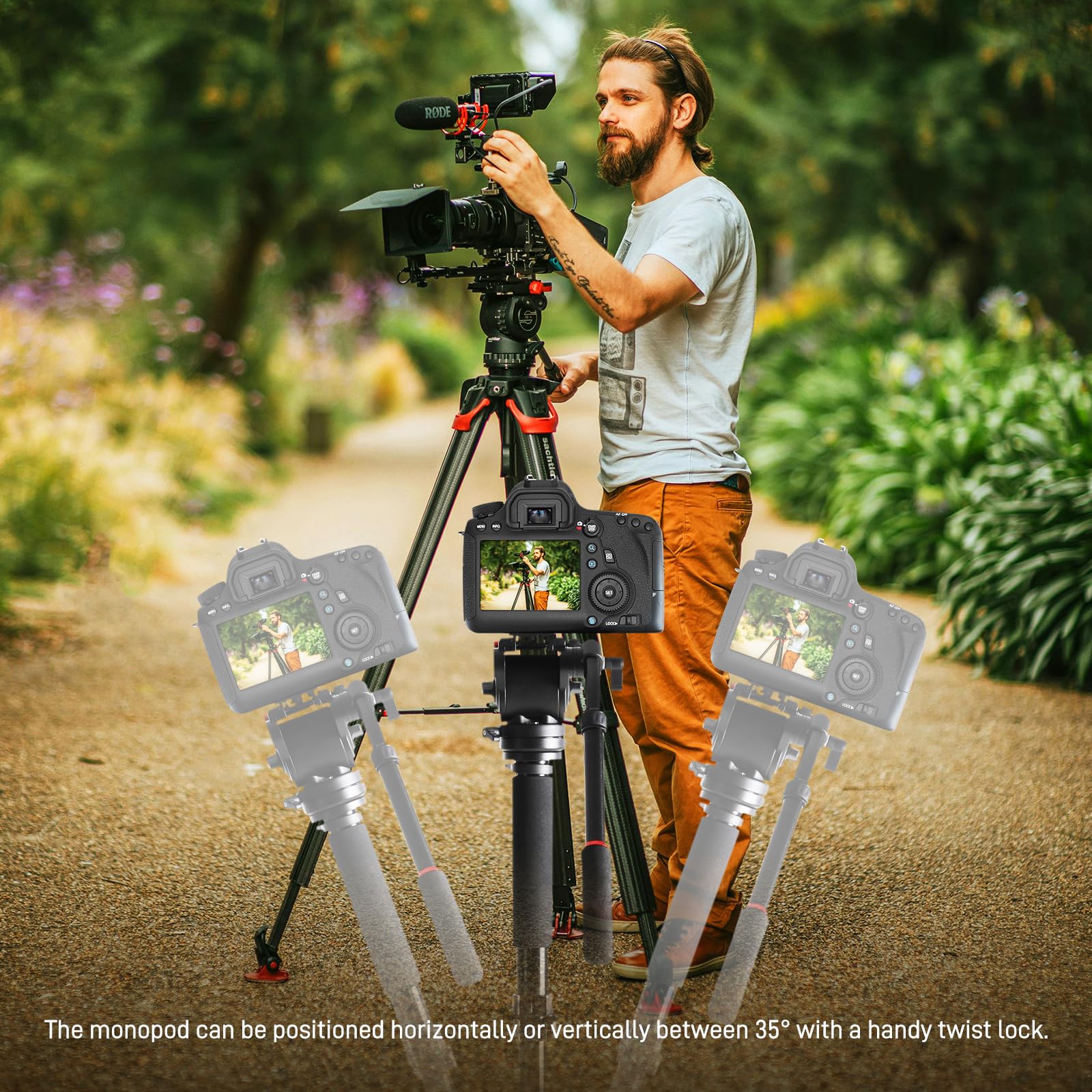 Gvm Great Video Maker Gvm Tripod For Camera 74.8" Tall Camera Tripod Monopod, Professional Heavy Duty Compact Camera Stand For Phone Adjustable Multi-Angle Shot For Video Recording Dslr, Spotting Scope Telescope Binocular