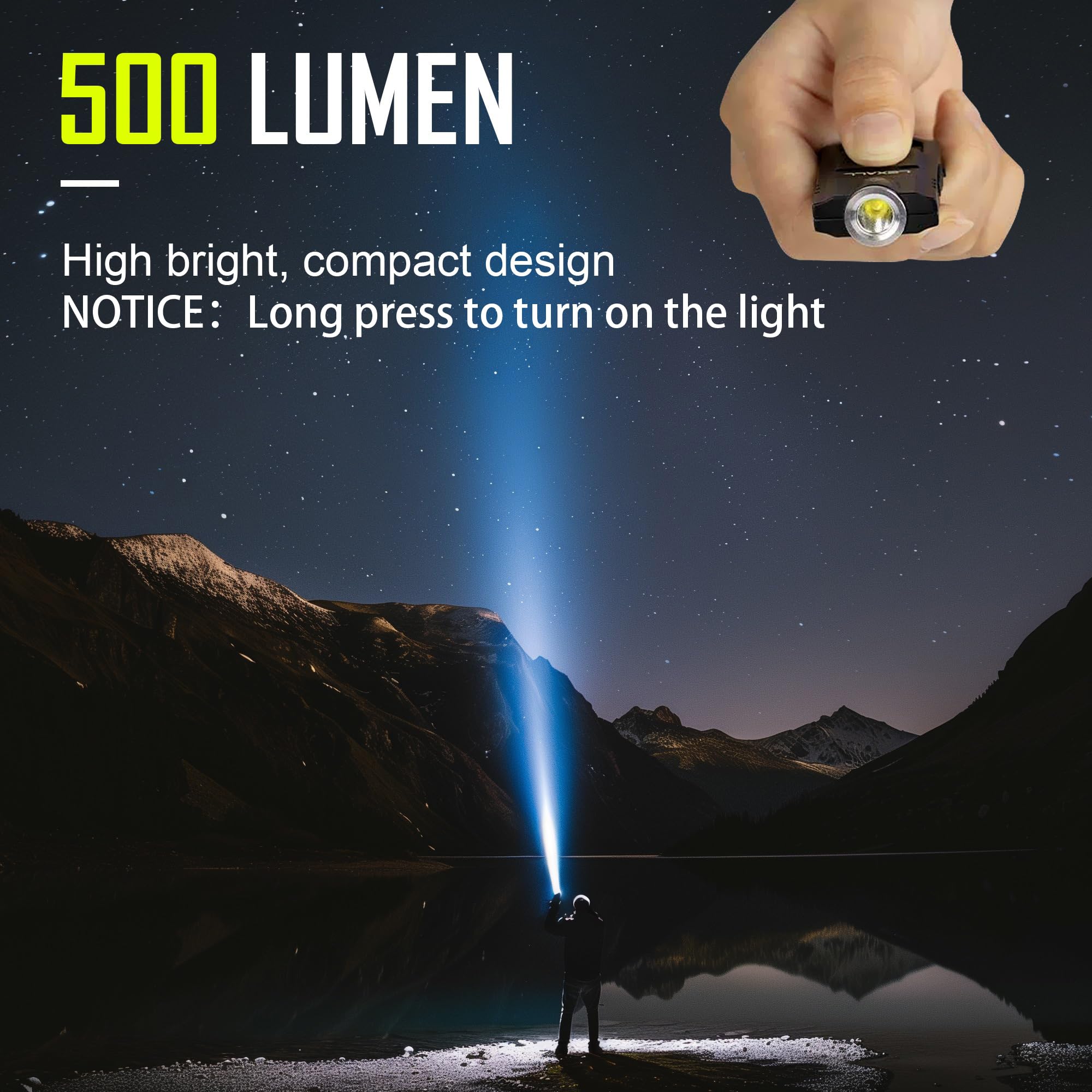 Lexall Led Small Flashlight, 500Lumens Bright Mini Keychain Light, Portable Usb Rechargeable Pocket Lights With 3 Modes Compact Baseball Cap Lights Indoor And Outdoor For Walking,Searching