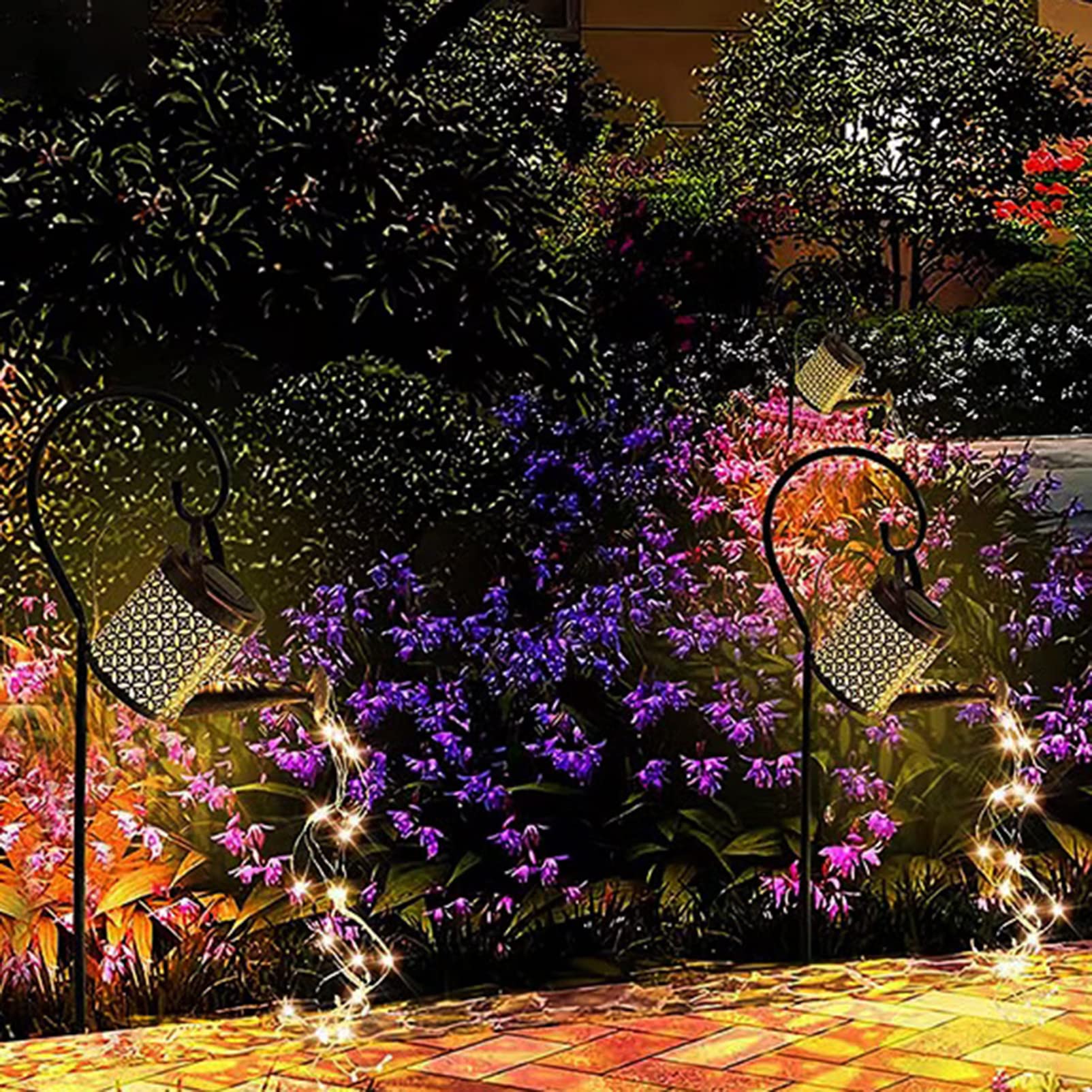 Xugenxes Watering Can With Lights, Solar Lights For Outdoor Garden Art Decor Hanging Solar Lanterns, Metal Waterproof For Walkway Yard Pathway Patio Table