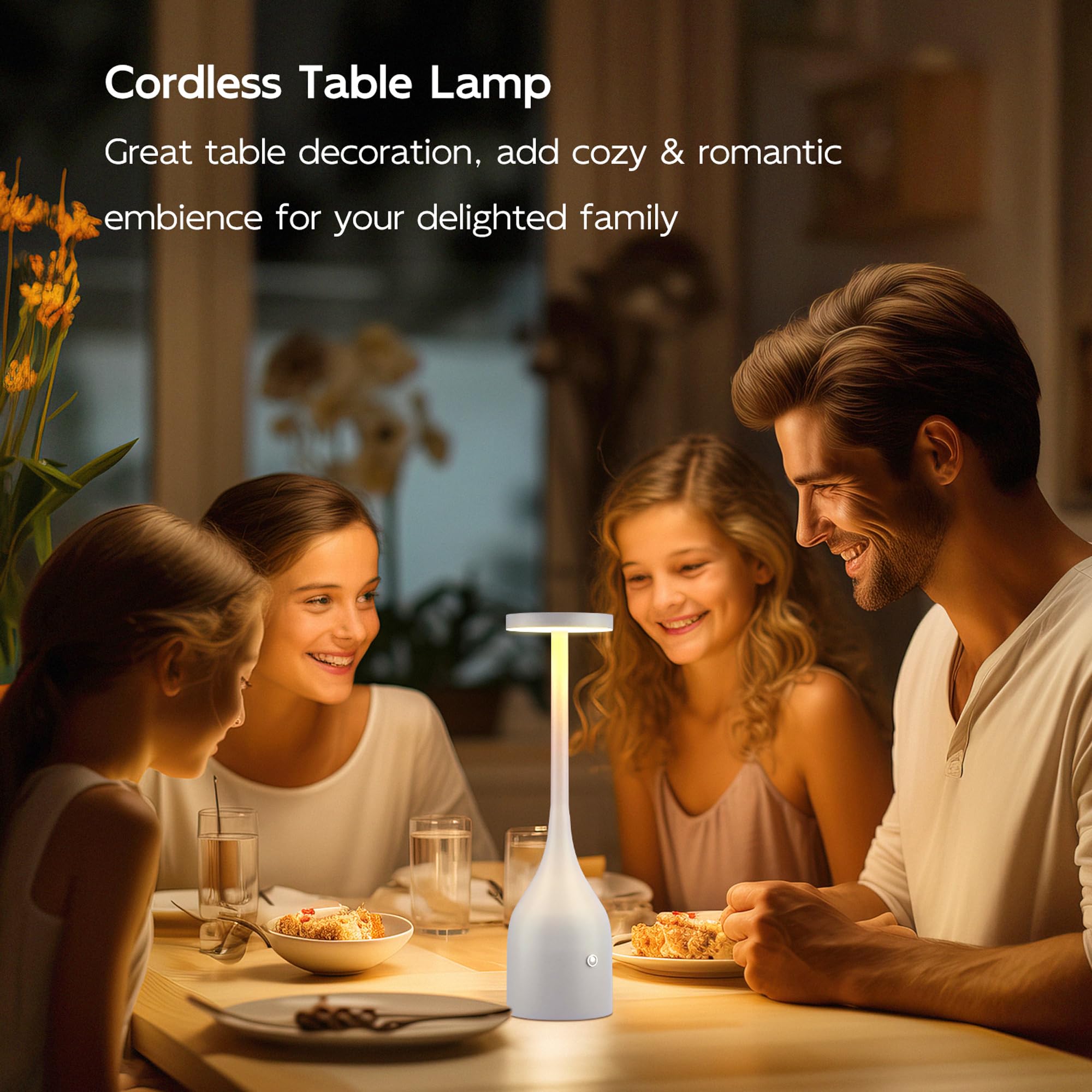 Yogaret White Cordless Lamp,5000Mah Rechargeable Battery Powered Table Lamp Waterproof&Portable For Outdoor Patio/Home Dining Dinner Room Tables Light