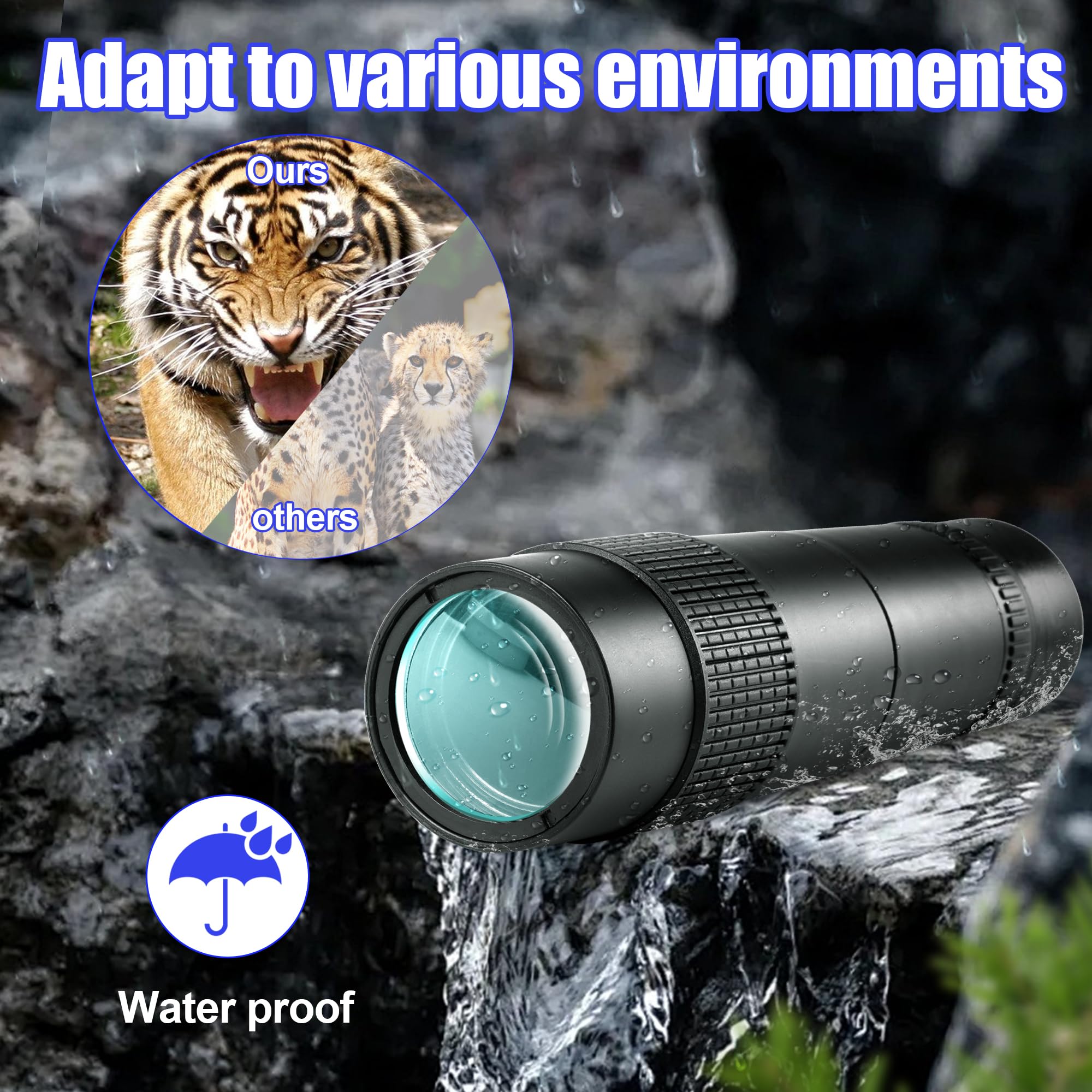Vohezpt 10-300X40 Military Telescope - Monoculars For Adults High Powered, Compact Monocular Telescope For Hunting, Star Gazing, Bird Watching, Travel (Smartphone Adapter & Tripod Include)