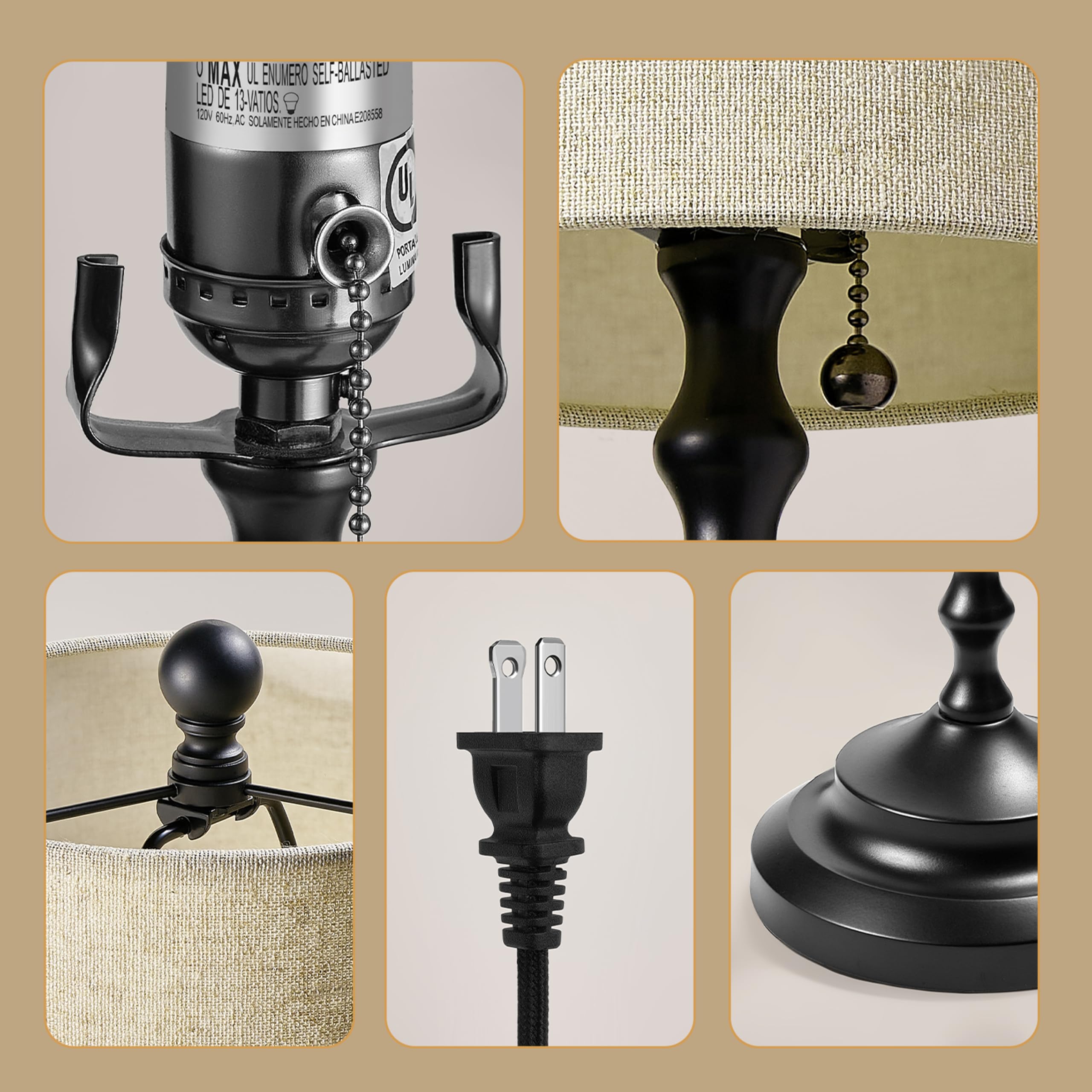 Lampworks Buffet Lamps, Table Lamps Set Of 2-30" Tall With Sturdy Metal Bases & Textured Linen Shades - Ul , Ideal For Creating A Cozy Vibe In Living Rooms, Dining Rooms & Entryways