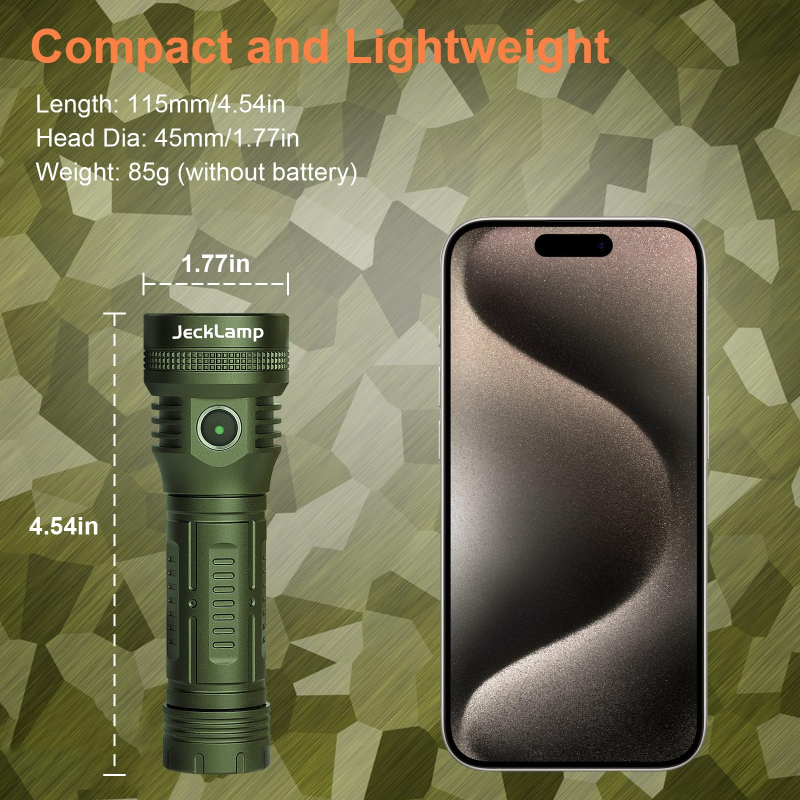 Jecklamp Tactical 1270High Lumens Flashlight With 6 Modes, Rechargeable Led Flashlight With Type-C Cable, Ipx8 Waterproof Edc Flashlight For Camping Emergency Everyday Use
