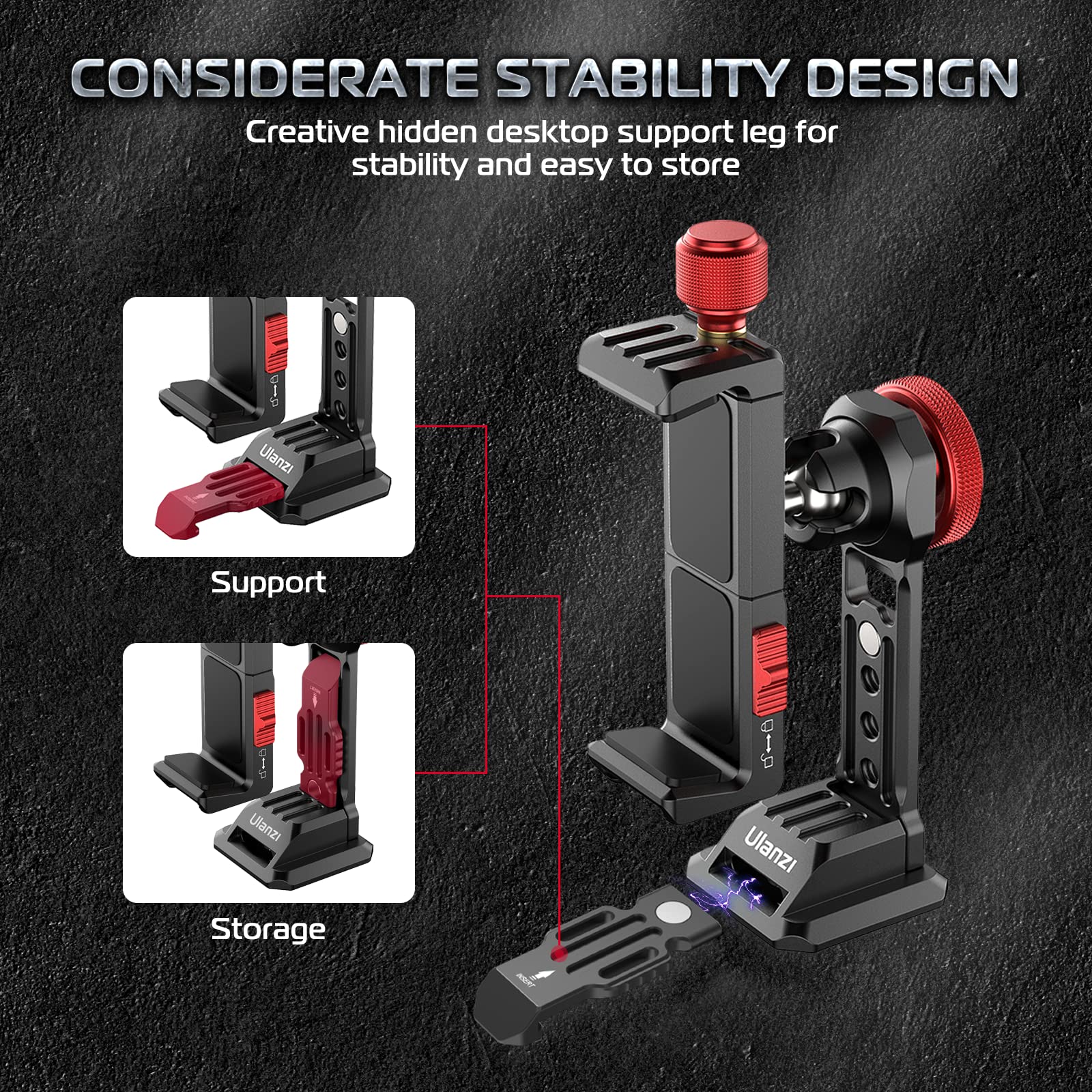 Ulanzi St-14 Phone Tripod Mount, Phone Holder For Tripod Aluminum, 360° Smartphone Tripod Mount W Cold Shoe, Adapter For Iphone 16, 15, 14, 13, 12, 11, Max, Pro, X, Xr, Xs, 6, 7 Plus