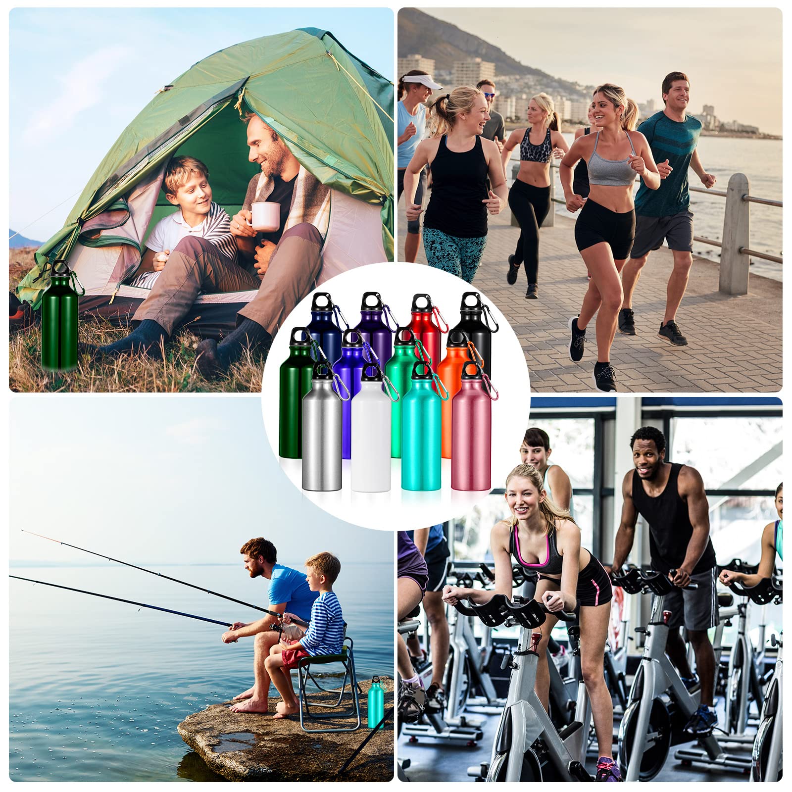 24 Pieces Aluminum Water Bottle 17 Oz Leak Proof Lightweight Aluminum Bike Sports Bottle Bulk