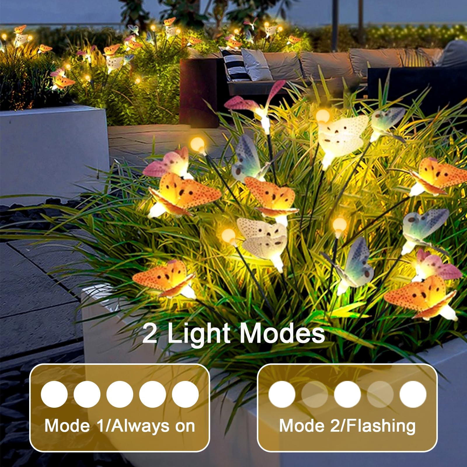Jimacro Solar Butterfly Lights, 2 Pack With 8Leds Swaying, Waterproof Solar Powered Led Decorative Garden Lights For Outdoor Pathway,  For Mother'S Day