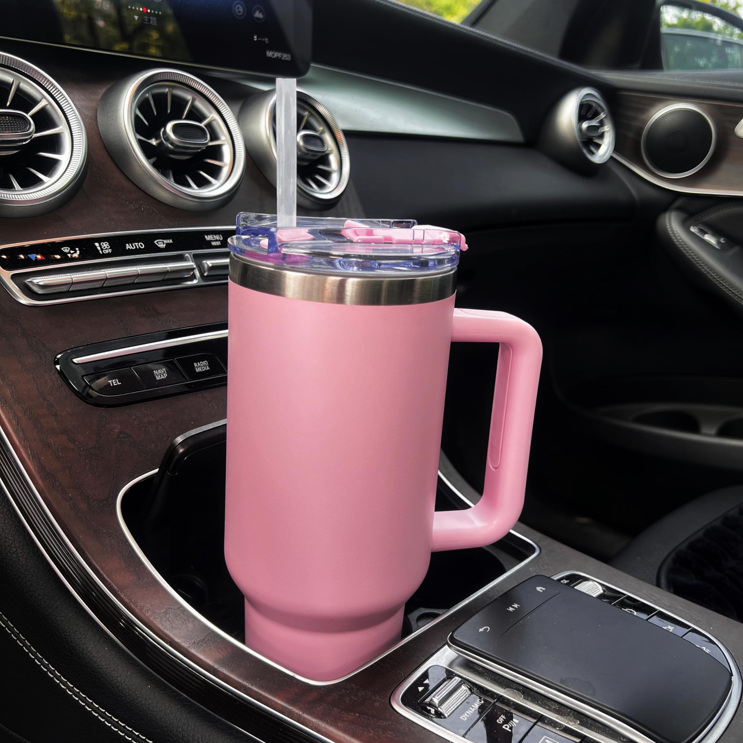 40 Oz Tumbler With Handle And Straw Lid,Insulated Reusable Stainless Steel Water Bottle Travel Mug
