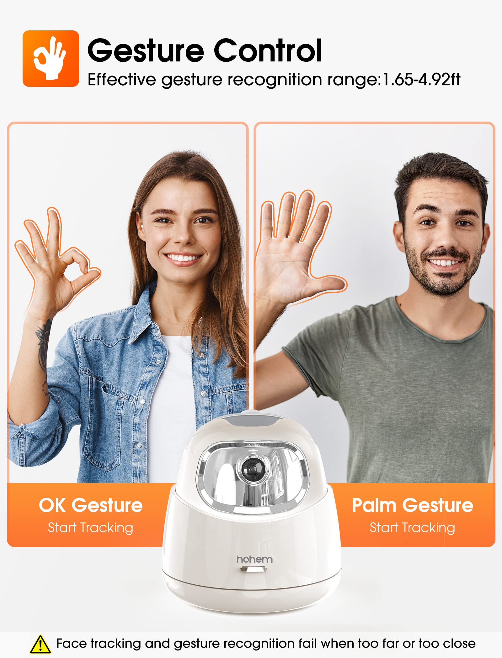 Hohem Go Auto Face Tracking Tripod, 360° And 30° Rotation 2-Axis Ai Auto Tracking Tablet & Phone Holder With Gesture Control For Live Streaming Vlog Video Recording, Rechargeable For 10H Use, No App