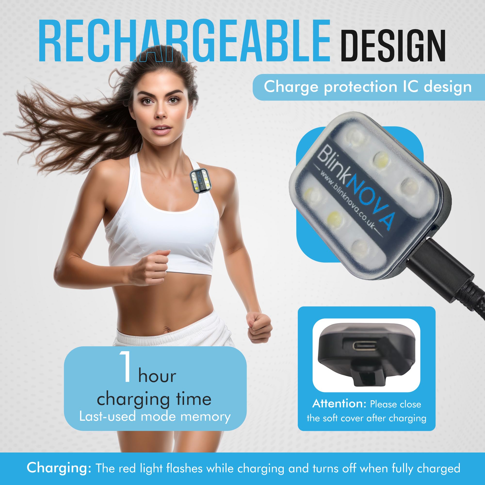 Blinknova Usb-C Rechargeable Clip-On Led Safety Light – Reflective, Multi-Use Flashlight For Running, Cycling, Hiking, Dog Walking & Outdoor Adventures