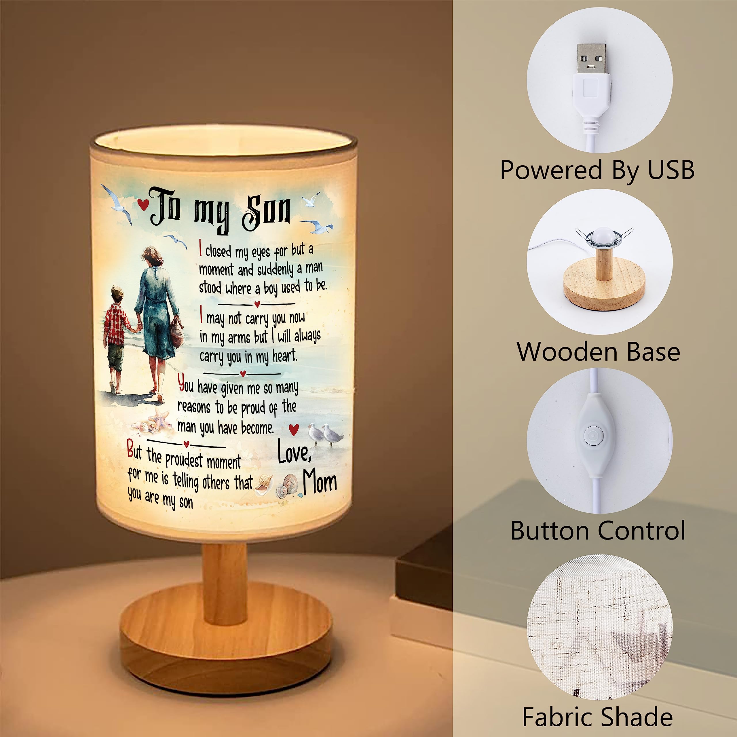 Myfihu Son Lamp For Son From Mom, Happy Birthday To My Adult Son Christmas , Son Birthday , Valentine Mother Son Table Lamp Tnt7
