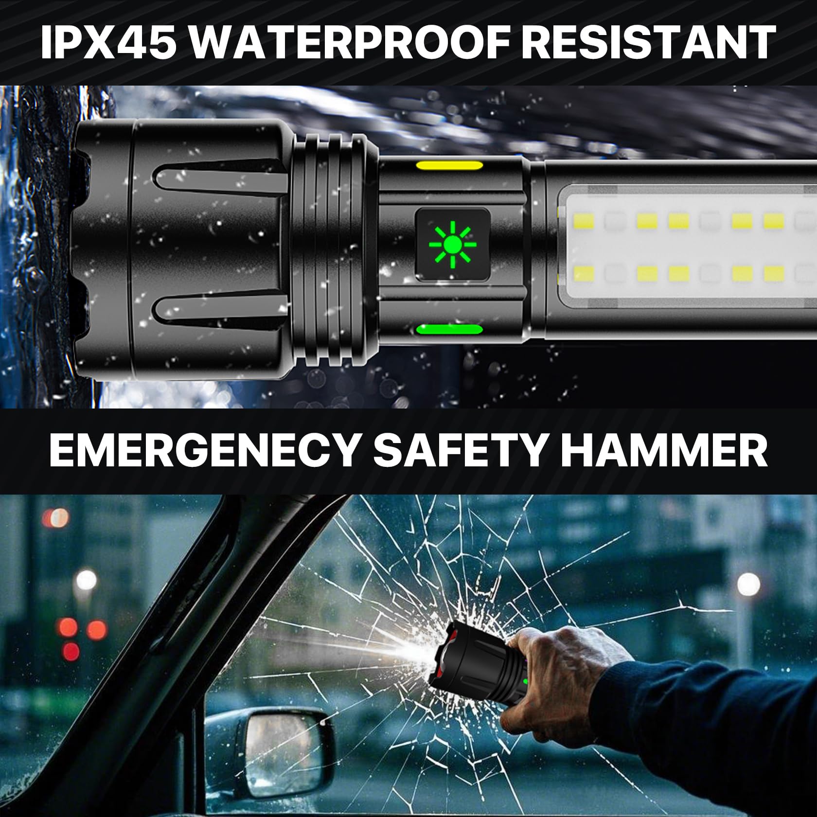 Lutw Rechargeable Flashlights High Lumens, Powerful Led Utility Flashlight Super Bright 5 Modes, Waterproof Camping Flashlight Zoomable Usb C, For Emergency Hiking Home , 1 Pack