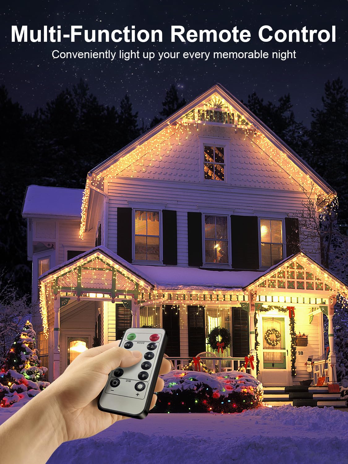 Dreamland 32.8Ft Christmas Icicle Lights, Outdoor String Lights With 400Led 75 Drops, Ip65 Waterproof Hanging Fairy Lights For Christmas Eaves Garden Room Decoration Warmwhite