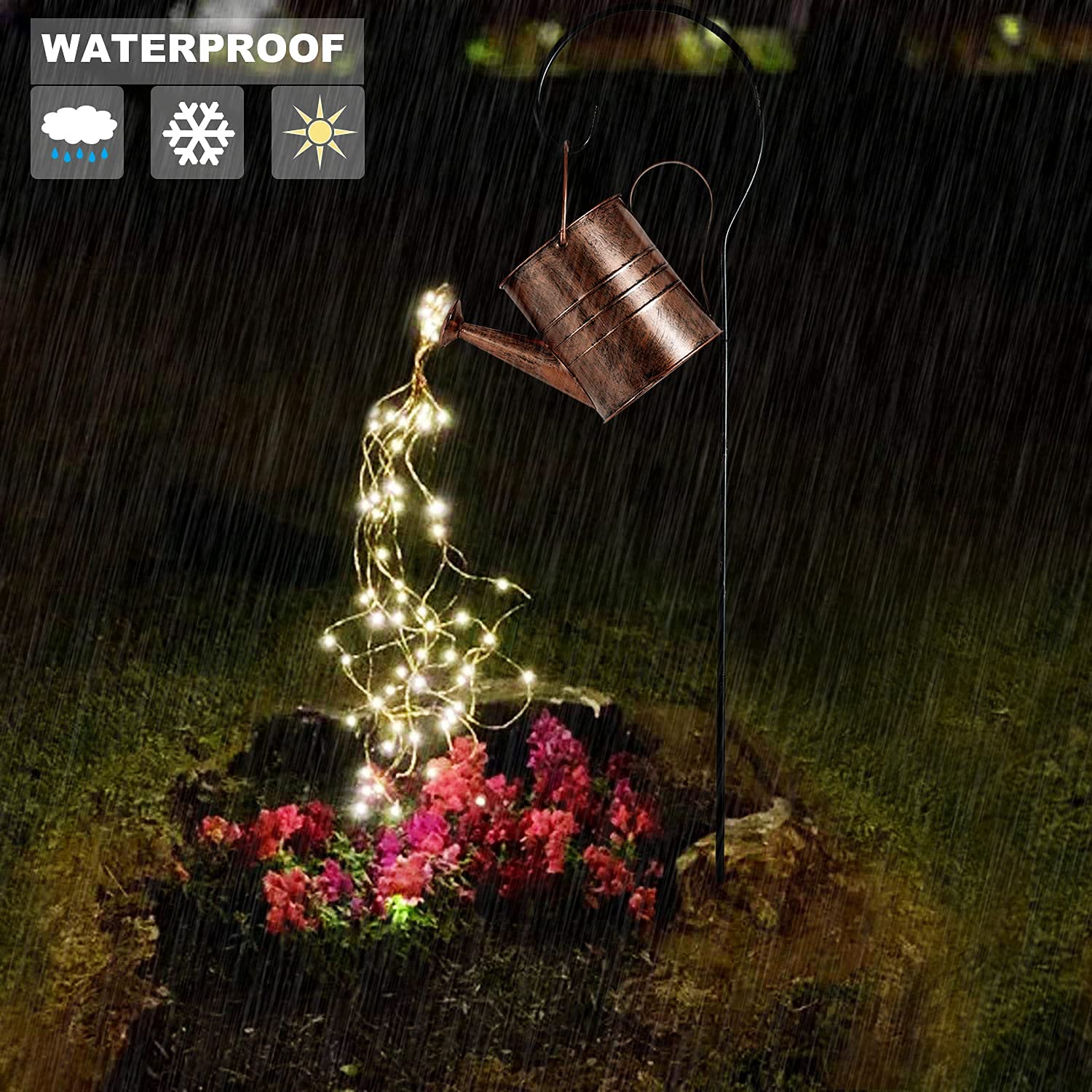 Linzhen Garden Decor Solar Lights Outdoor Watering Can Decoration Hanging Lantern Waterproof For Lawn Patio Garden Courtyard Yard Pathway Walkway Outdoor Gardening , Grandma Mom Birthday  Women