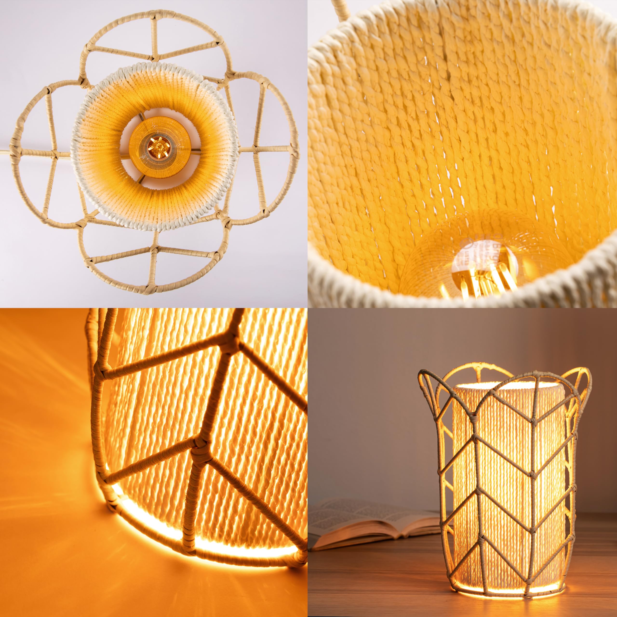 O'Bright Weaver - Handcrafted Woven Rattan Table Lamp, Decorative Night Lamp, E26 Medium Socket, Rocker Switch, Ambient Lighting