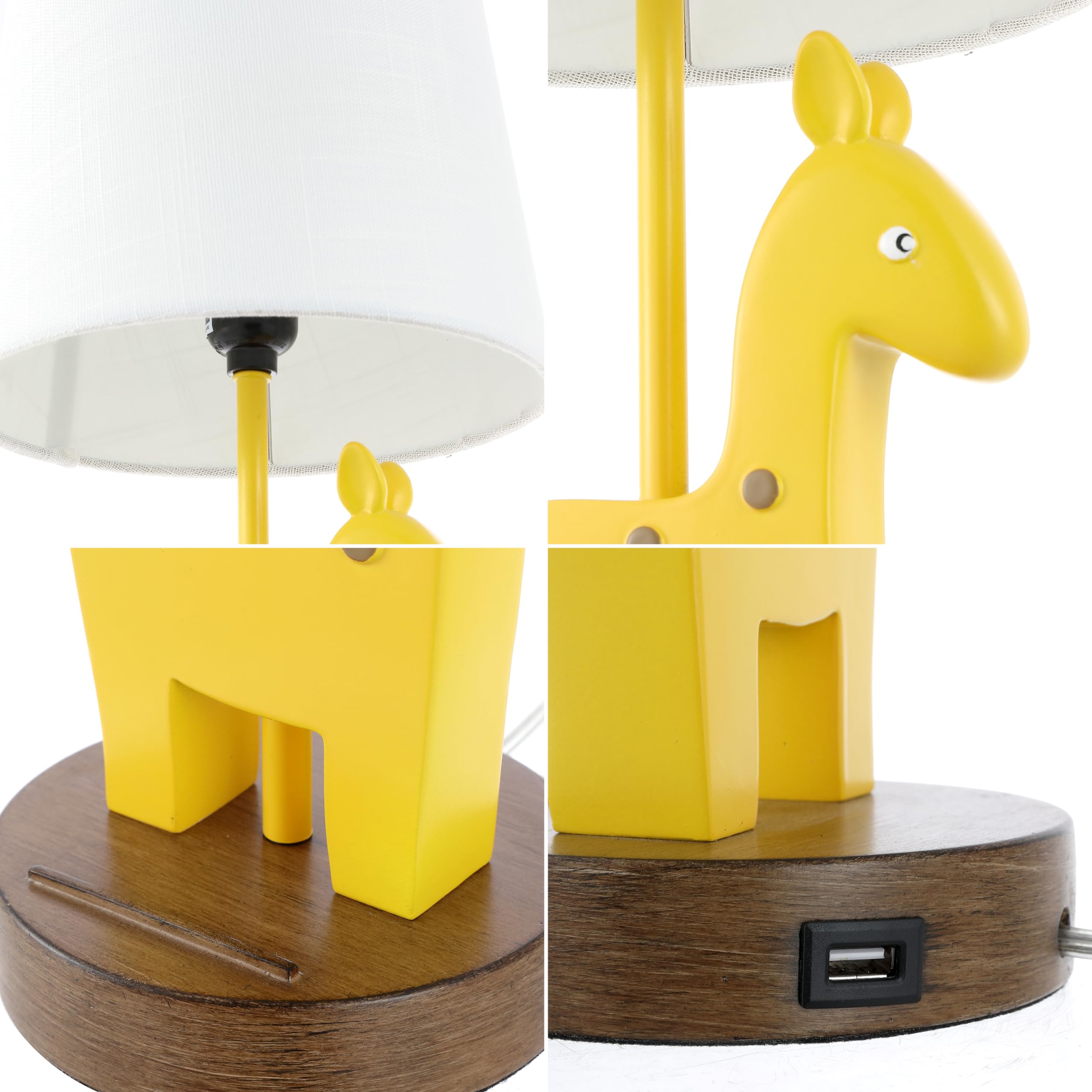 Jonathan Y Jyl6311A Sahara 17.5" Mid-Century Vintage Iron/Resin Giraffe Led Kids' Table Lamp With Phone Stand And Usb Charging Port Eclectic, Vintage, Coastal, Classic, Living Room, Bedroom, Yellow