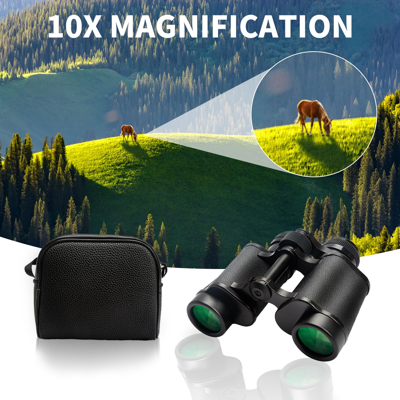 Wulakeo 10X25 High Powered Binoculars For Adults, Waterproof Compact Binoculars With Low Light Vision For Bird Watching Hunting Football Games Travel Stargazing Cruise With Carrying Bag