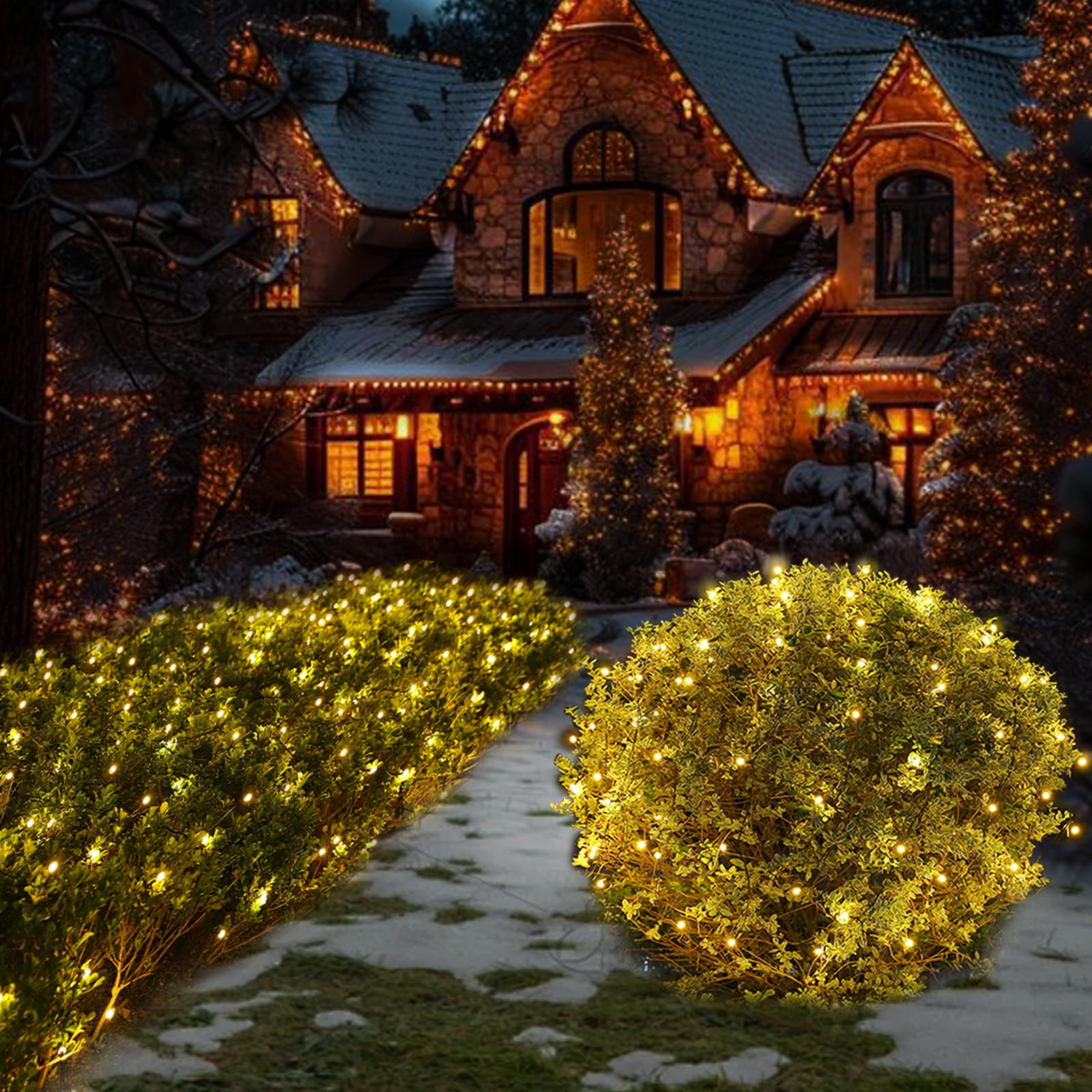 Aolupal Solar Net Christmas Lights Outdoor,8 Modes 100Led Bush Net Light For Shrubs,5Ftx5Ft Connectable Mesh Tree For Garden Home Party Christmas Decor