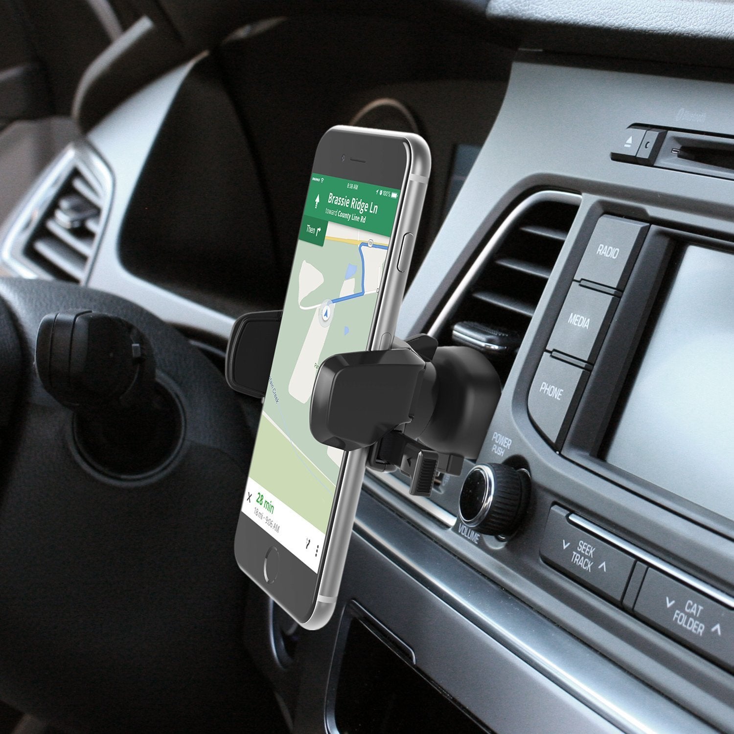 Iottie Easy One Touch Mini Air Vent Car Mount Holder Cradle For Iphone Xs Max R 8 Plus 7 Samsung Galaxy S10 E S9 S8 Plus Edge, Note 9 & Other Smartphone, 2.2 X 4.8 X 5.7 Inches