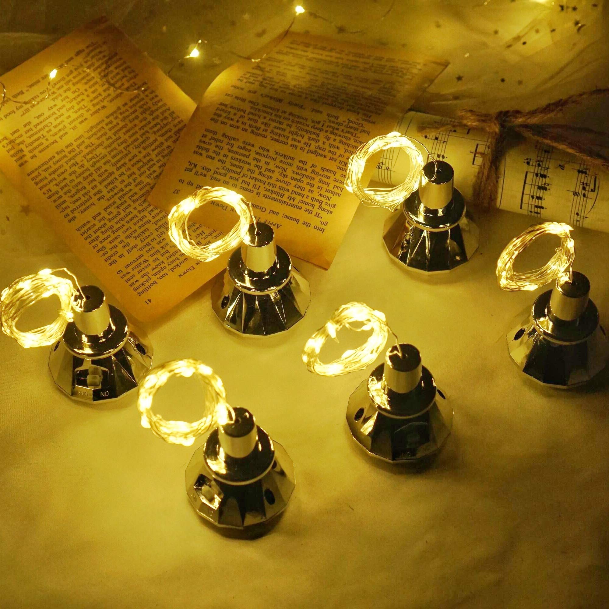 Ninite Lights Solar Wine Bottle Lights, 10 Pack Diamond Cork Lights, 20 Led Outdoor Waterproof Fairy String Lights For Garden Wedding Patio (Warm White)