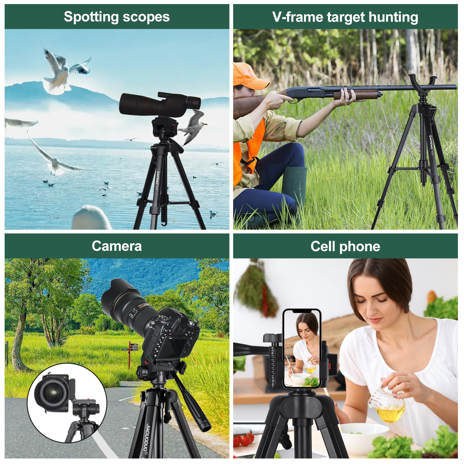 Dapeng Spotting Scope Tripod,Shooting Hunting Rest V Yoke Stand With Travel Bag And Phone Holder,Compatible With Monocular/Astronomical Telescope/Dslr Camera/Cell Phone/Projector (70 Inch)