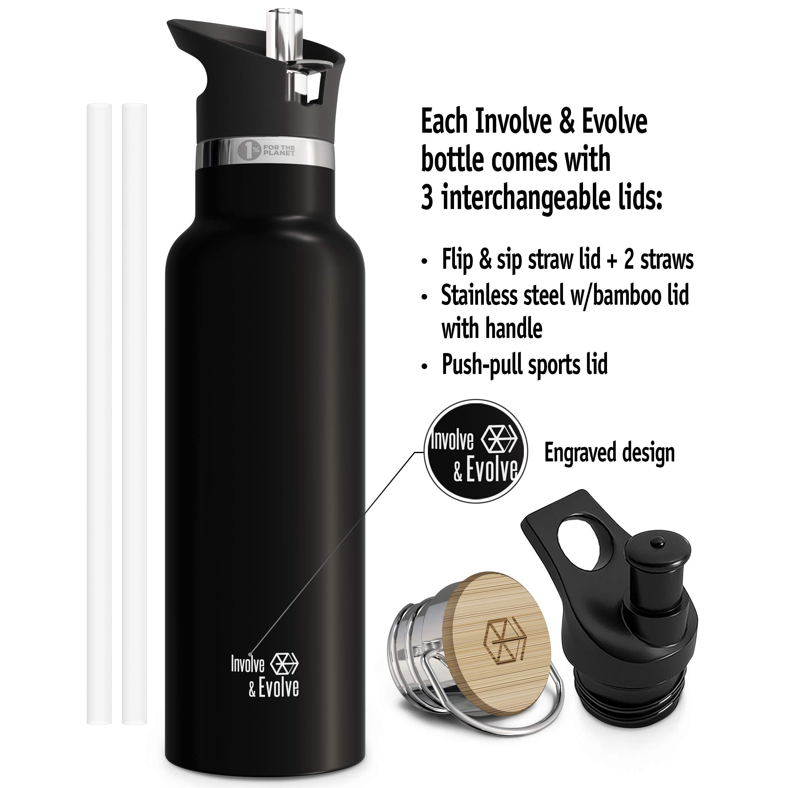 Kids Water Bottle Easy-Sip Straw Lid Leak-Proof Insulated Stainless Steel Thermos Perfect
