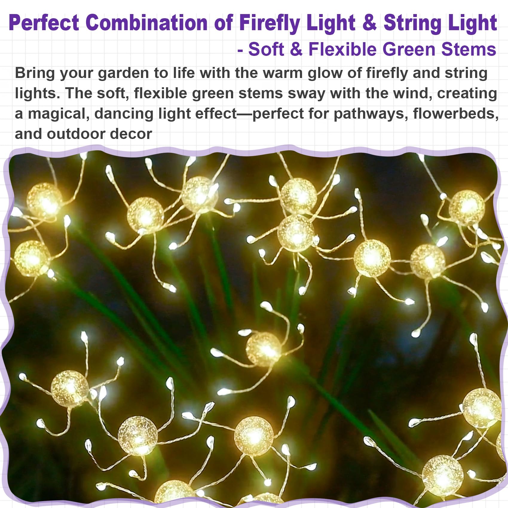 Dooyard Solar Swaying Garden Lights – Firefly Effect Outdoor Led Lights With Solar Panel, Waterproof Pathway Lights For Yard & Holiday Decor (4Pack)