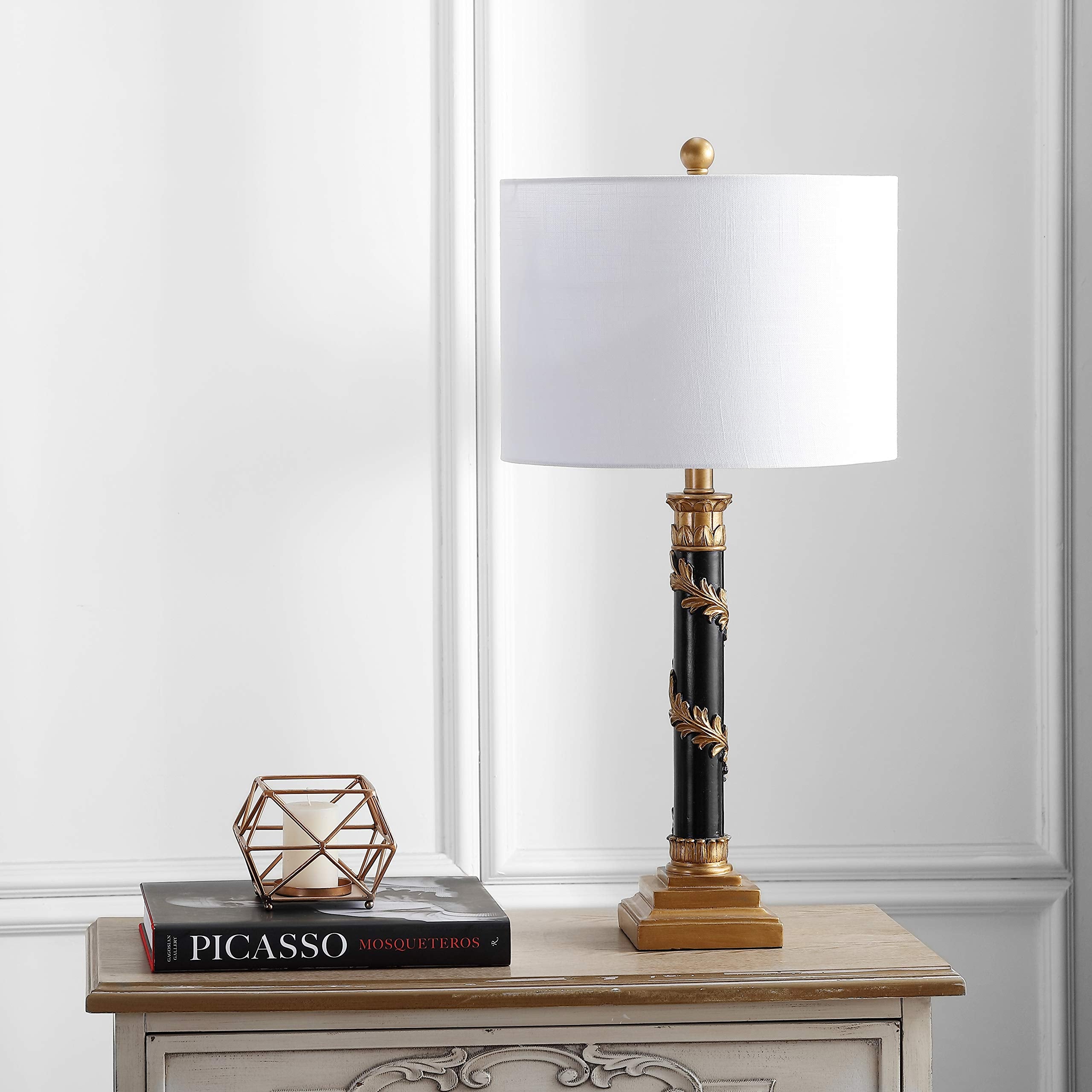 Jonathan Y Jyl3033A Camilla 28.5" Resin Led Table Lamp Traditional Classic Bedside Desk Nightstand Lamp For Bedroom Living Room Office College Bookcase Led Bulb Included, Antique Gold/Black
