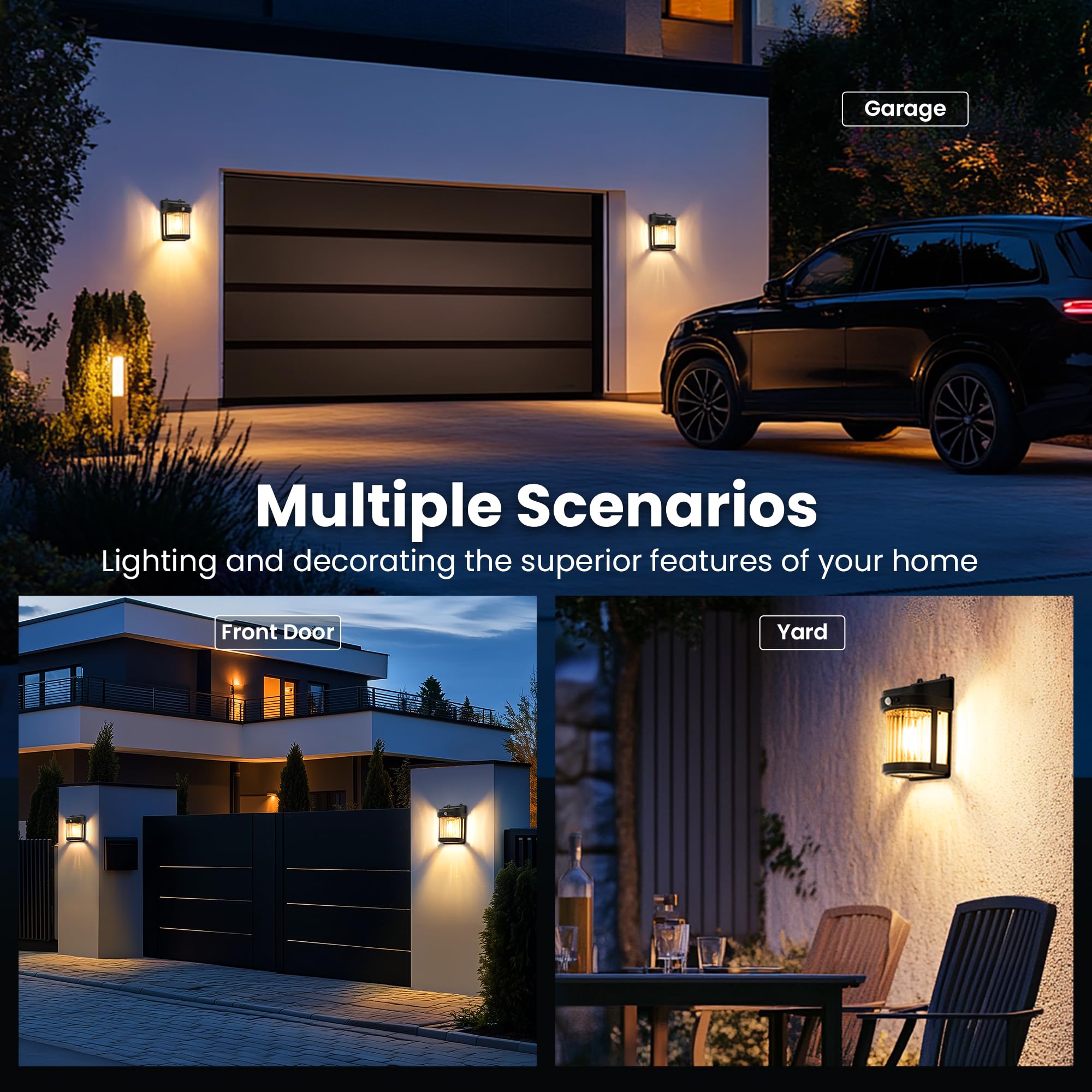 Pevoros Porch Lights, 2 Pack Wall Solar Lights Outdoor, Solar Motion With 3 Modes For Shed Patio Front Door Garage Fence (6X3.6X2.2 Inch)