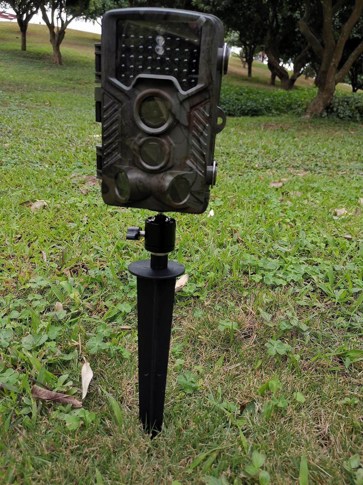 Meinuoke Lightweight Camera Ground Stake Spike Tripod Mount W/ 1/4'' - 20 Ball Head For Gopro, Trail Cameras And Smartphones, Aluminum
