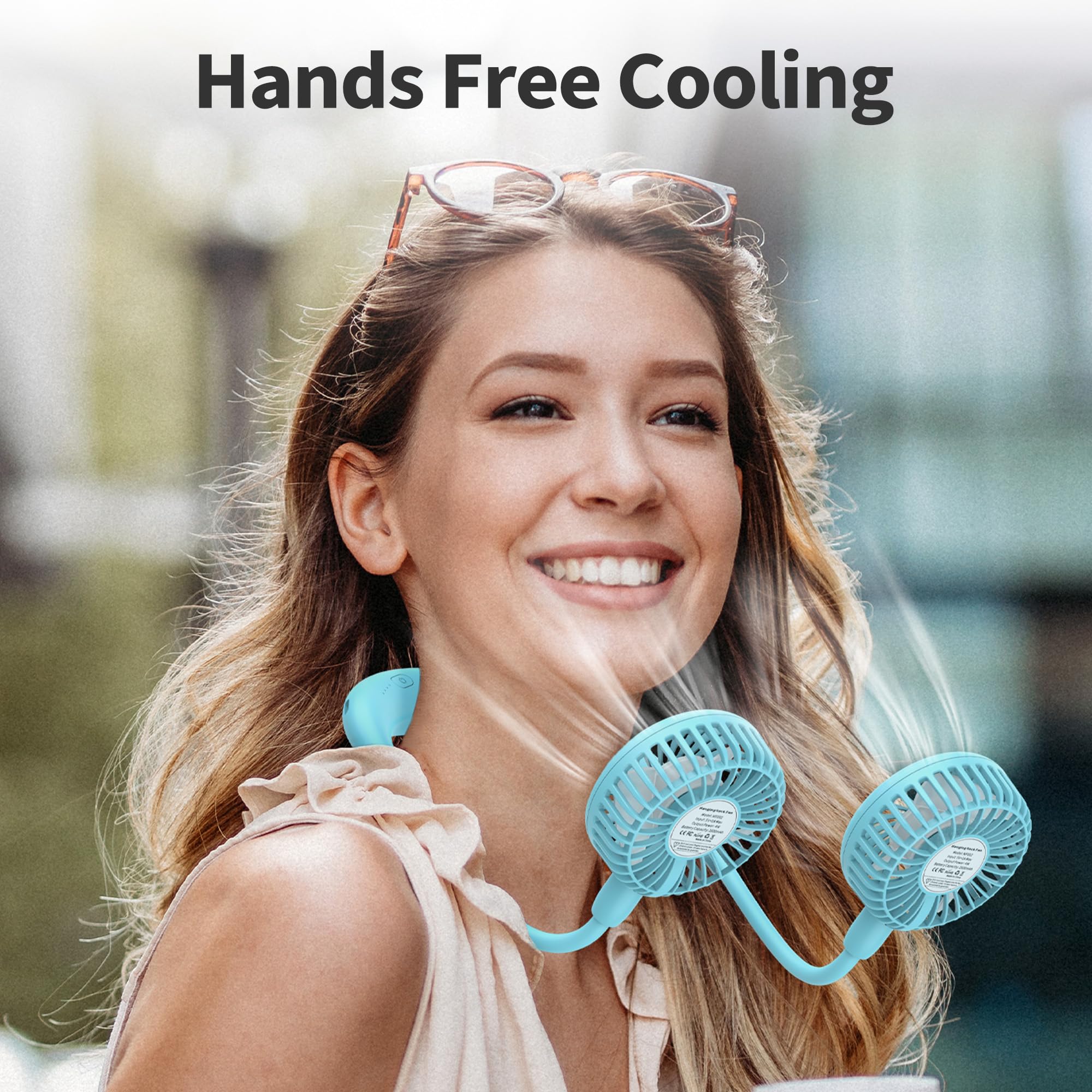 Panergy Portable Neck Fan, Battery Powered Rechargeable Fan,Hand Free Personal Fan, Adjustable