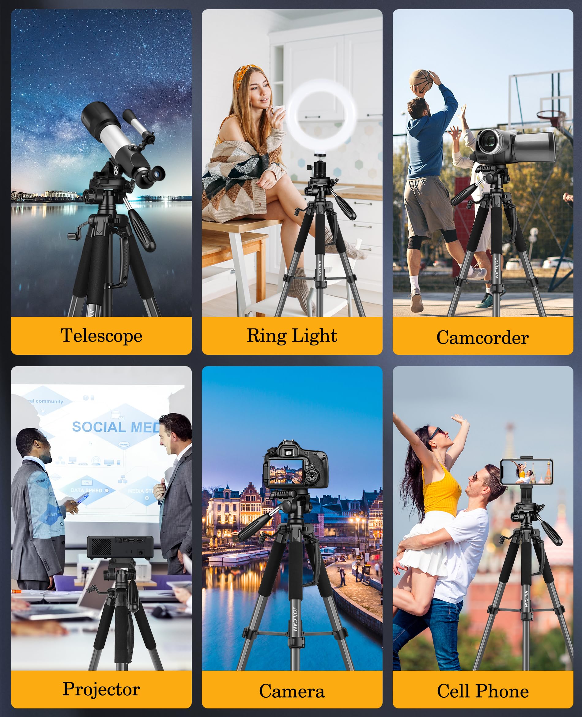 Joilcan Tripod, 75" Tripod For Camera & Phone, Heavy Duty Camera Tripod Travel Tripod With Remote Carry Bag, Tripods Compatible With Canon Nikon Camera Dslr Laser Level Camcorder