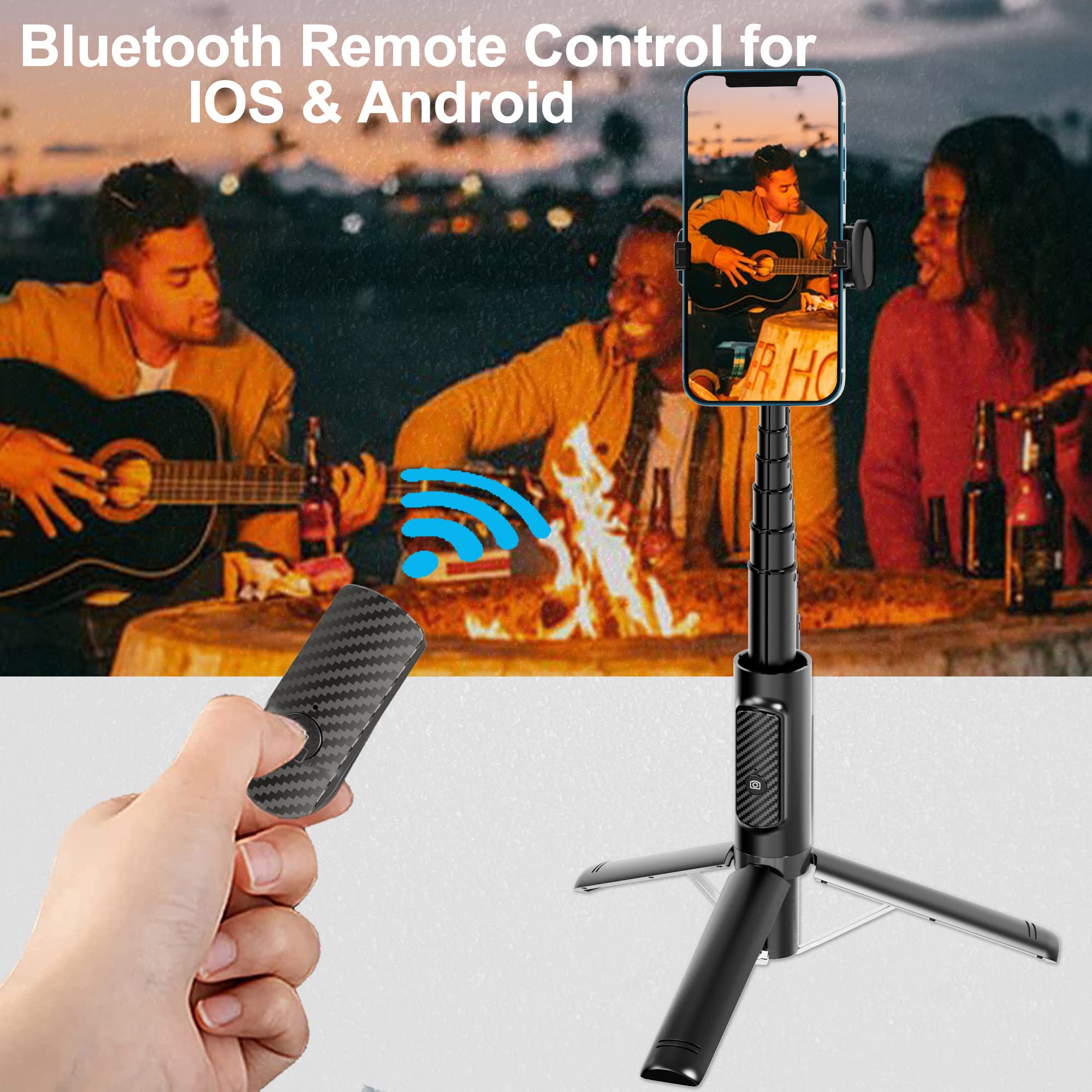 Colorlizard Selfie Stick Tripod With Remote Aluminum Alloy Phone Tripod Bluetooth Remote And 270°Rotation Stand Compatible With Iphone And Android Phone