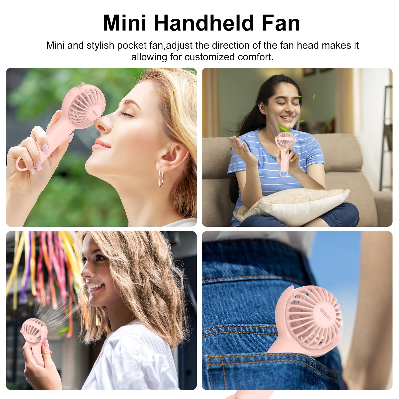 Handheld fan with keychain and stand for convenient and powerful cooling on the move Koospark