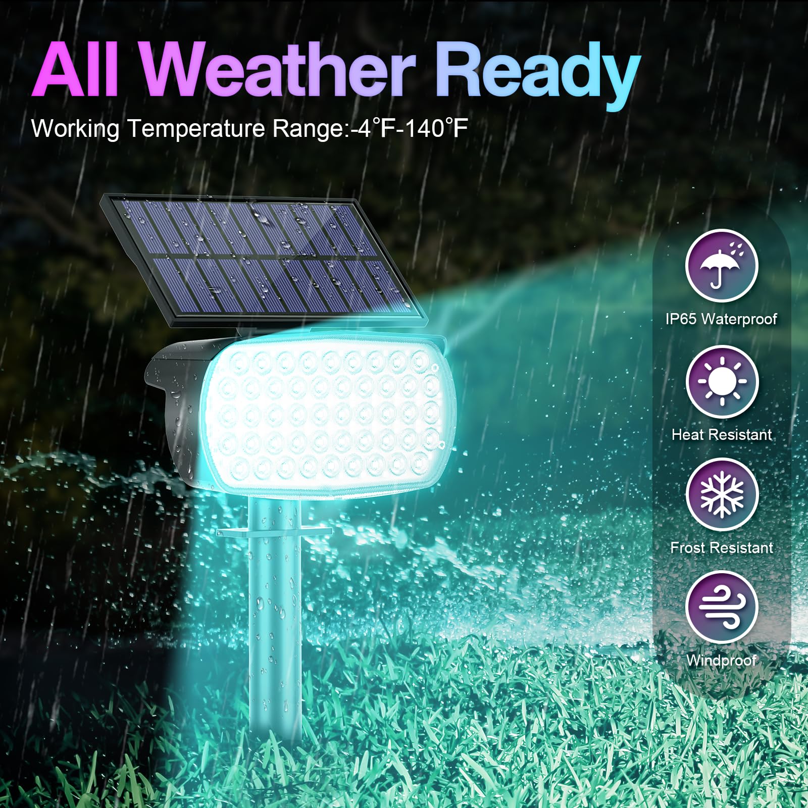 Minpea Solar Color Changing Spot Lights Outdoor, Ip65 Waterproof Christmas Lights, Multicolor Landscape Spotlights, Large Panel Powered Yard Garden Pathway Light 6 Pack