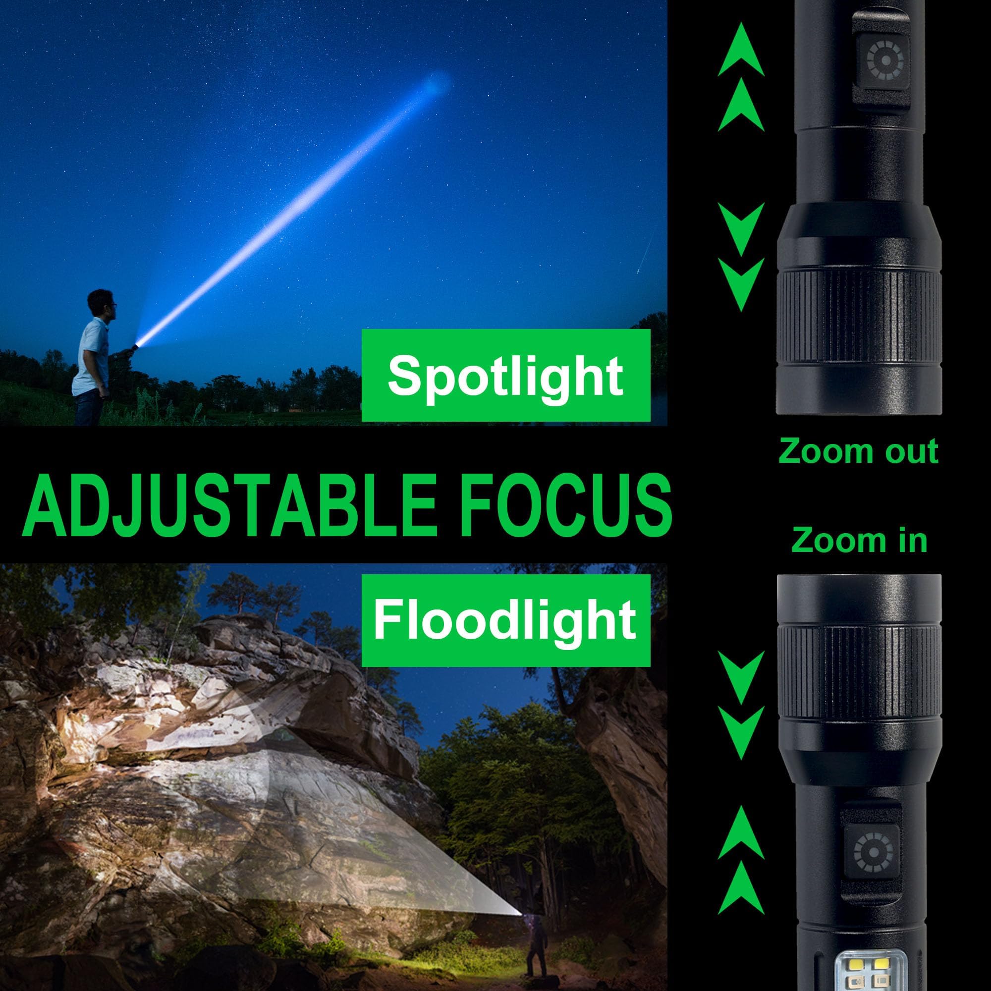 Loyagour Rechargeable Flashlight High Lumens With Usb Cable,Small Pocket Bright Led Utility Flashlights Powerful With 7 Modes & Waterproof,Emergency Handheld Flash Light For Home And Camping