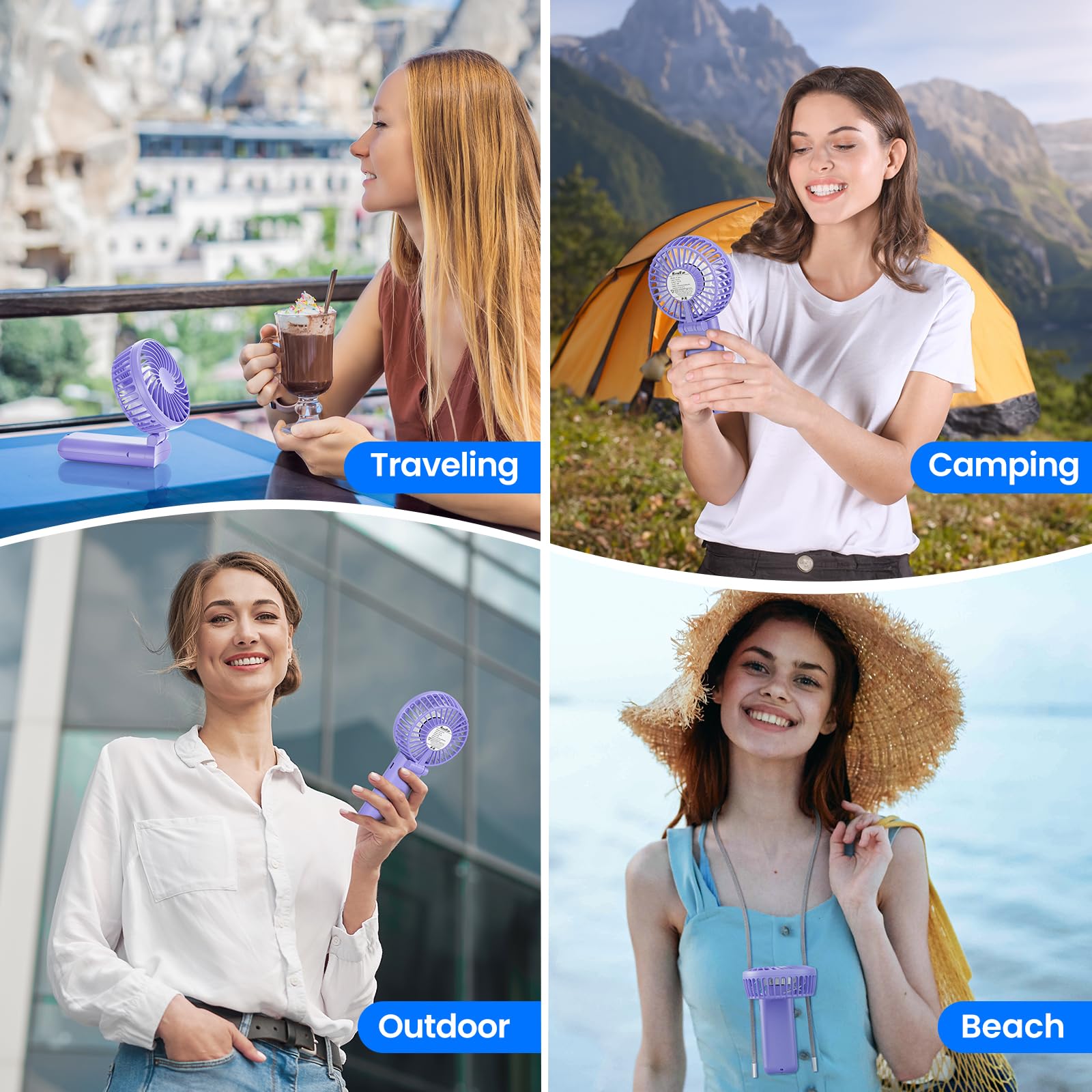 Handfan Handheld Fan, 5 Speeds Strong Airflow Hand Fan [Max 27 Working Hours], 180° Foldable Compact