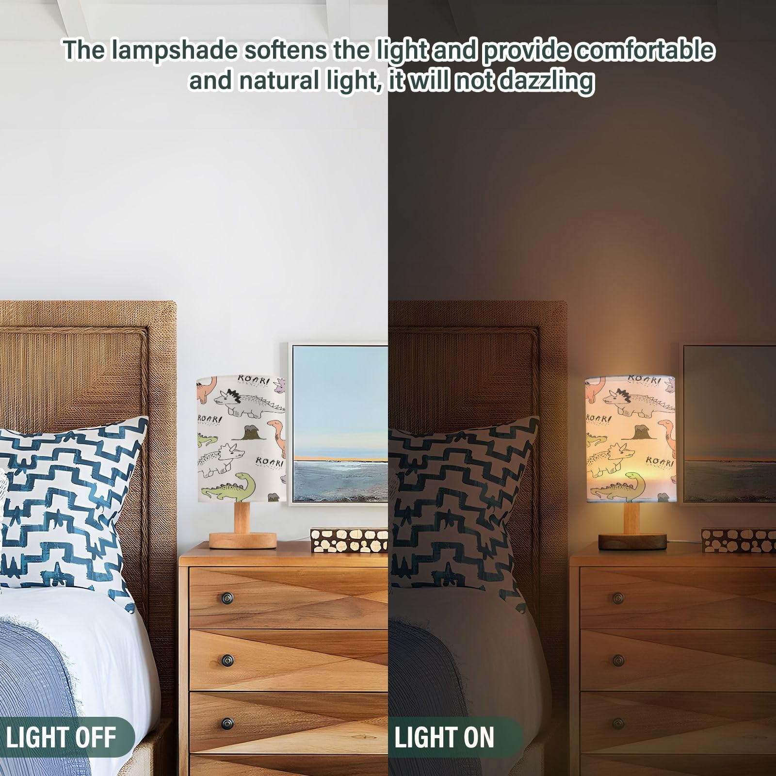 Bolaz Small Table Lamp For Bedroom Funny Dinosaur Table Lamp Nightstand Lamp For Livingroom Office Reading Working Table Desk