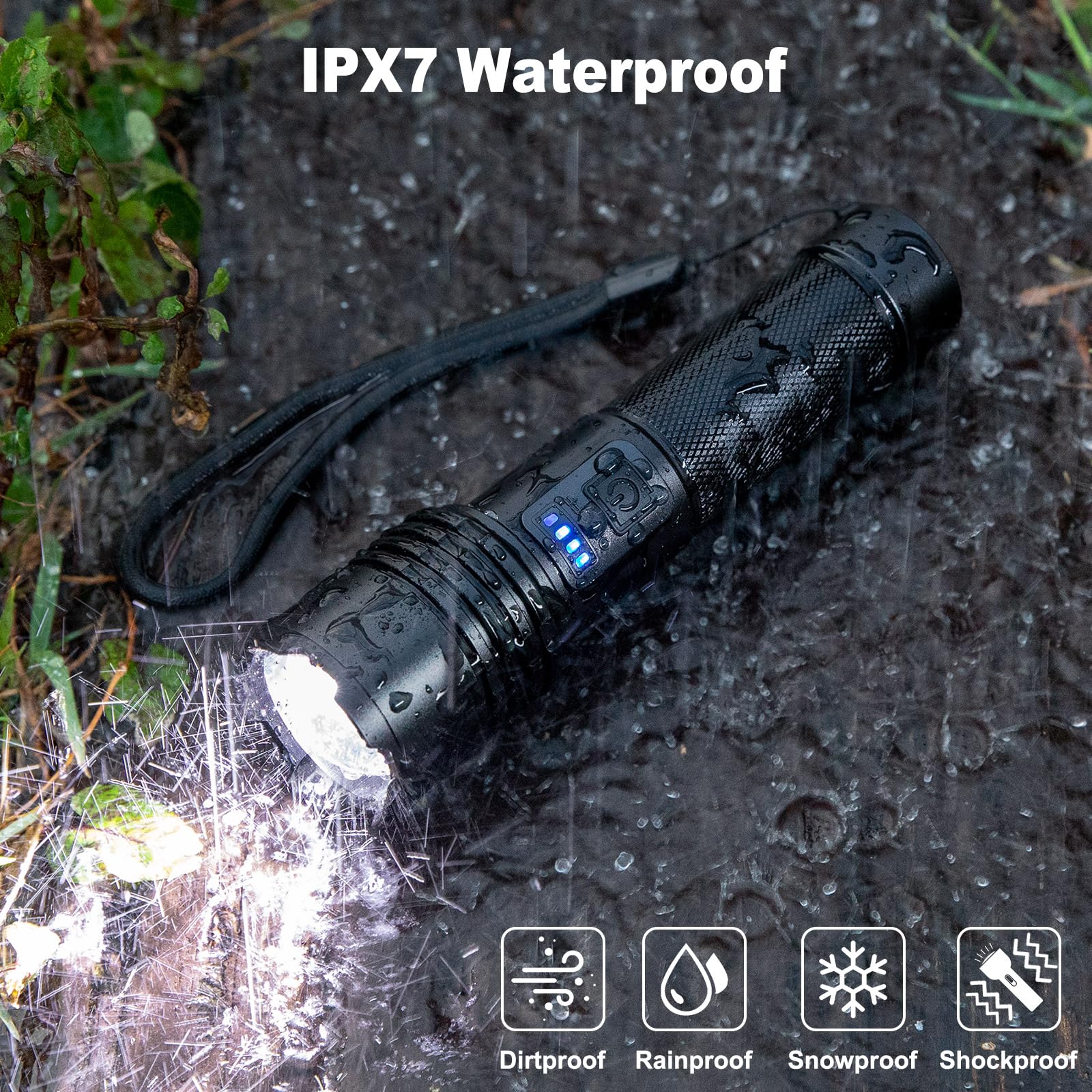 Kingcaesar 3 Pack Rechargeable Flashlights 3000 High Lumens, Super Bright Led Flash Light With 3 Light Modes, High Power Flashlight With Charging Cables, Ipx7 Waterproof For Camping, Outdoor, Home